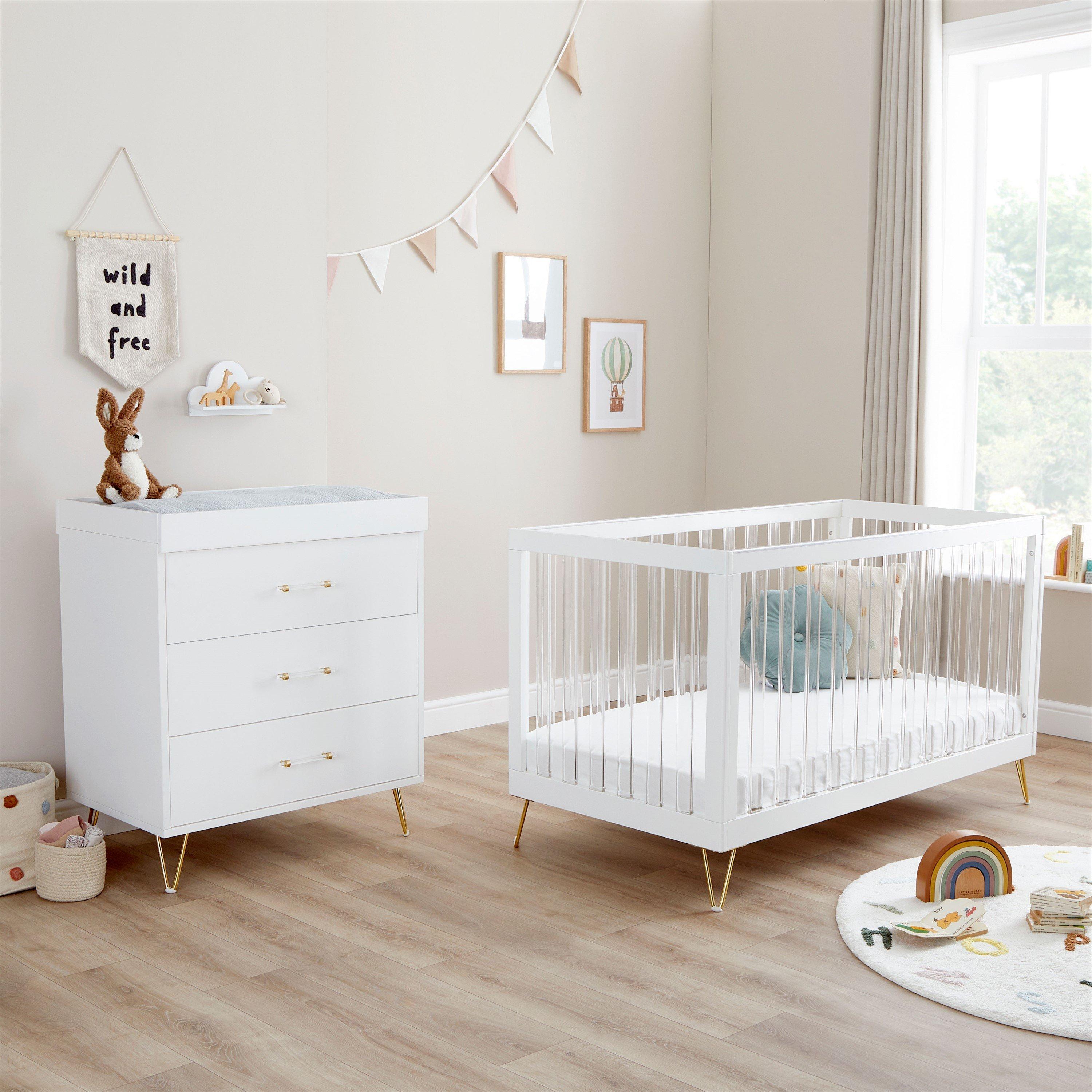 White - Babymore - Babymore Kimi XL Acrylic 2 Piece Nursery Room Set - 2
