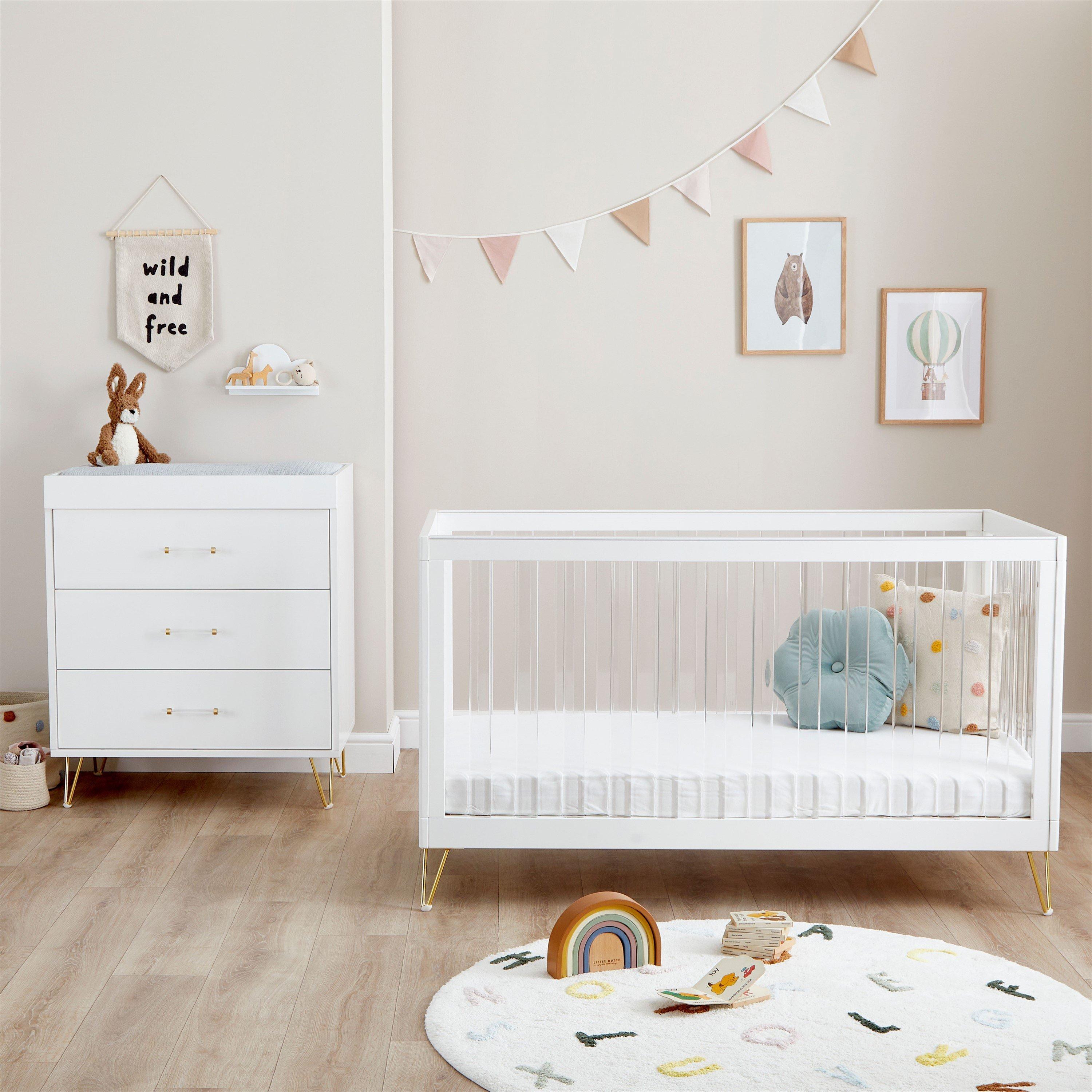 White - Babymore - Babymore Kimi XL Acrylic 2 Piece Nursery Room Set - 3
