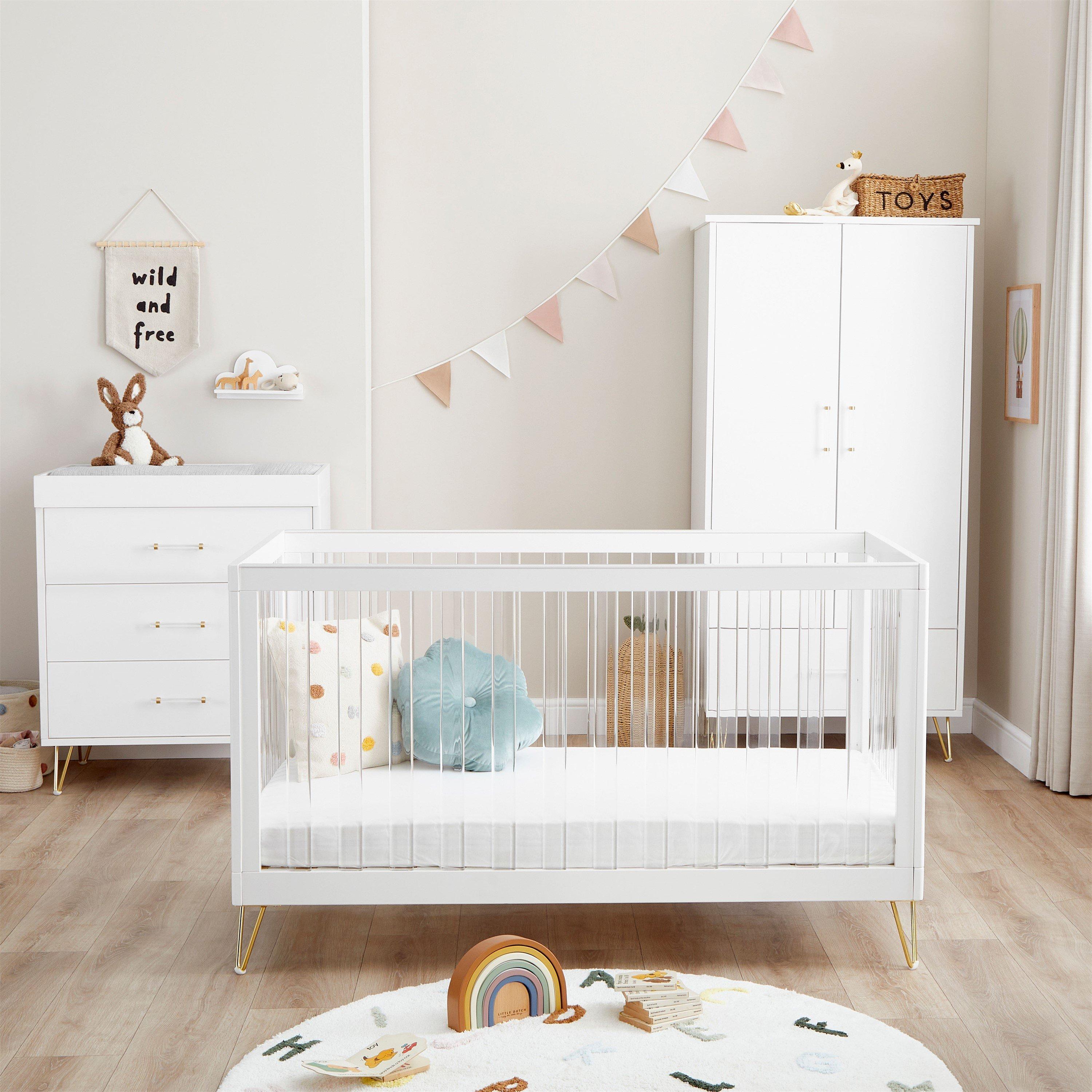 White - Babymore - Babymore Kimi XL Acrylic 3 Piece Nursery Room Set - 3