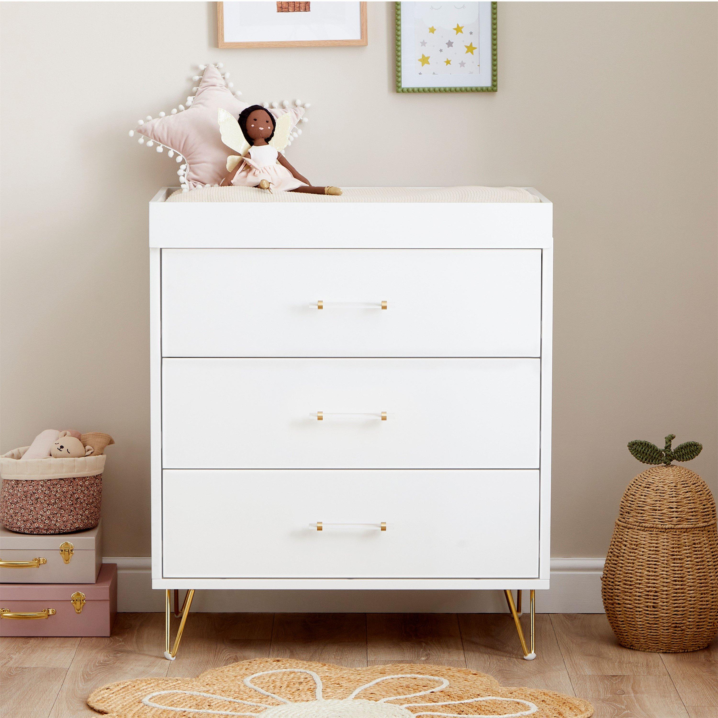White - Babymore - Babymore Kimi XL Acrylic 3 Piece Nursery Room Set - 6