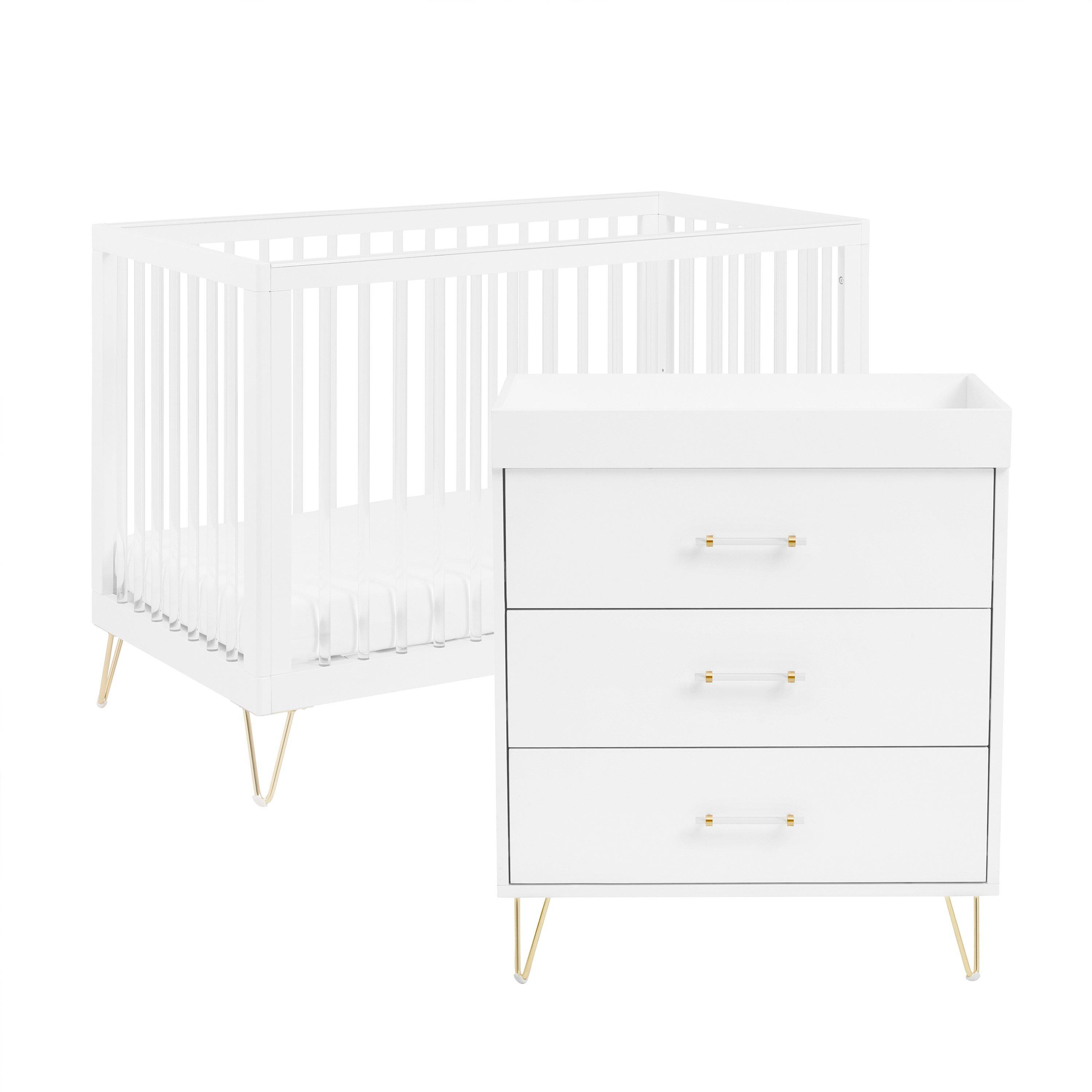 Babymore  Newborn Kimi Acrylic 2 Piece Nursery Room Set - White - Variable