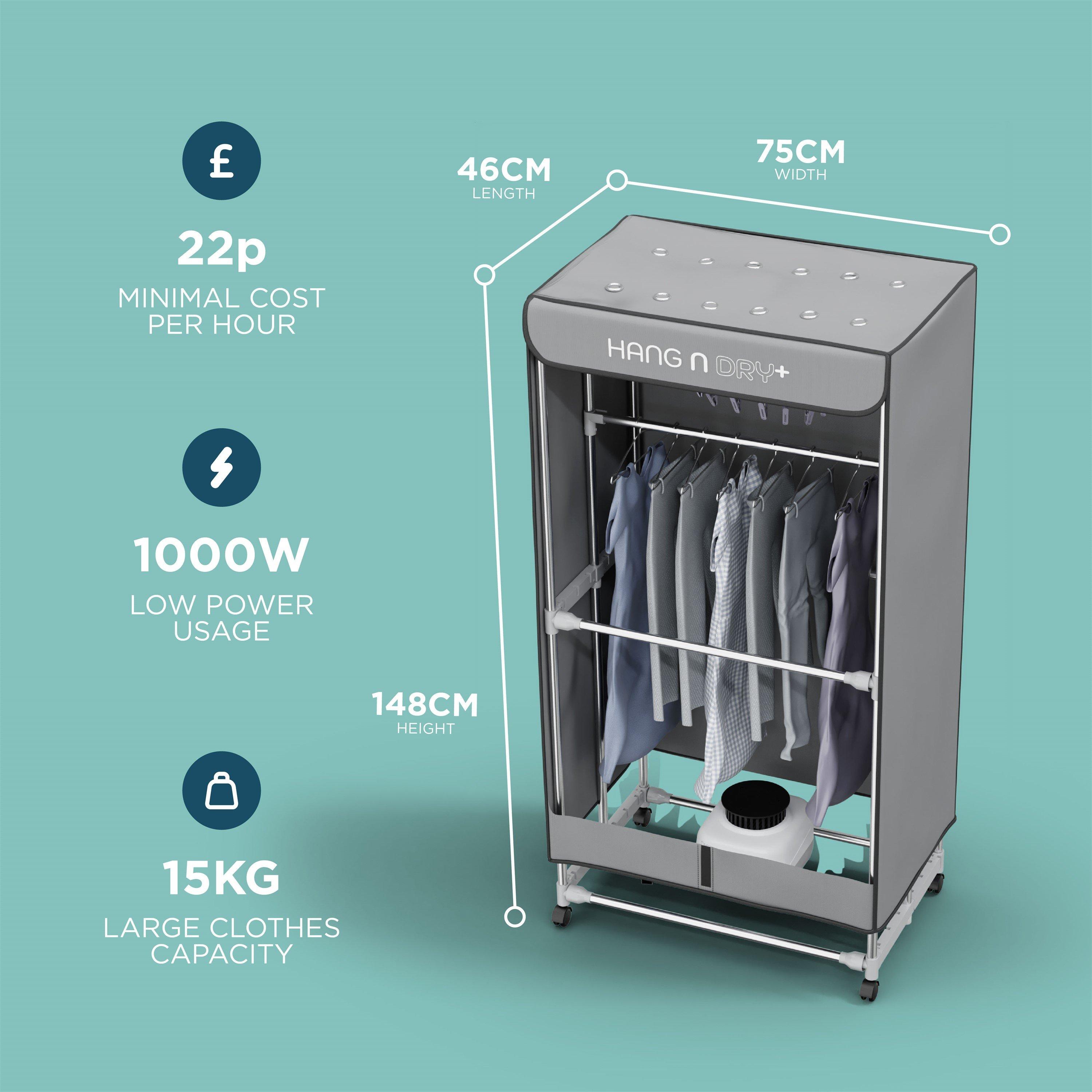 Grey - DMD Collective - Deluxe Hang-n-Dry Electric Clothes Dryer - 2