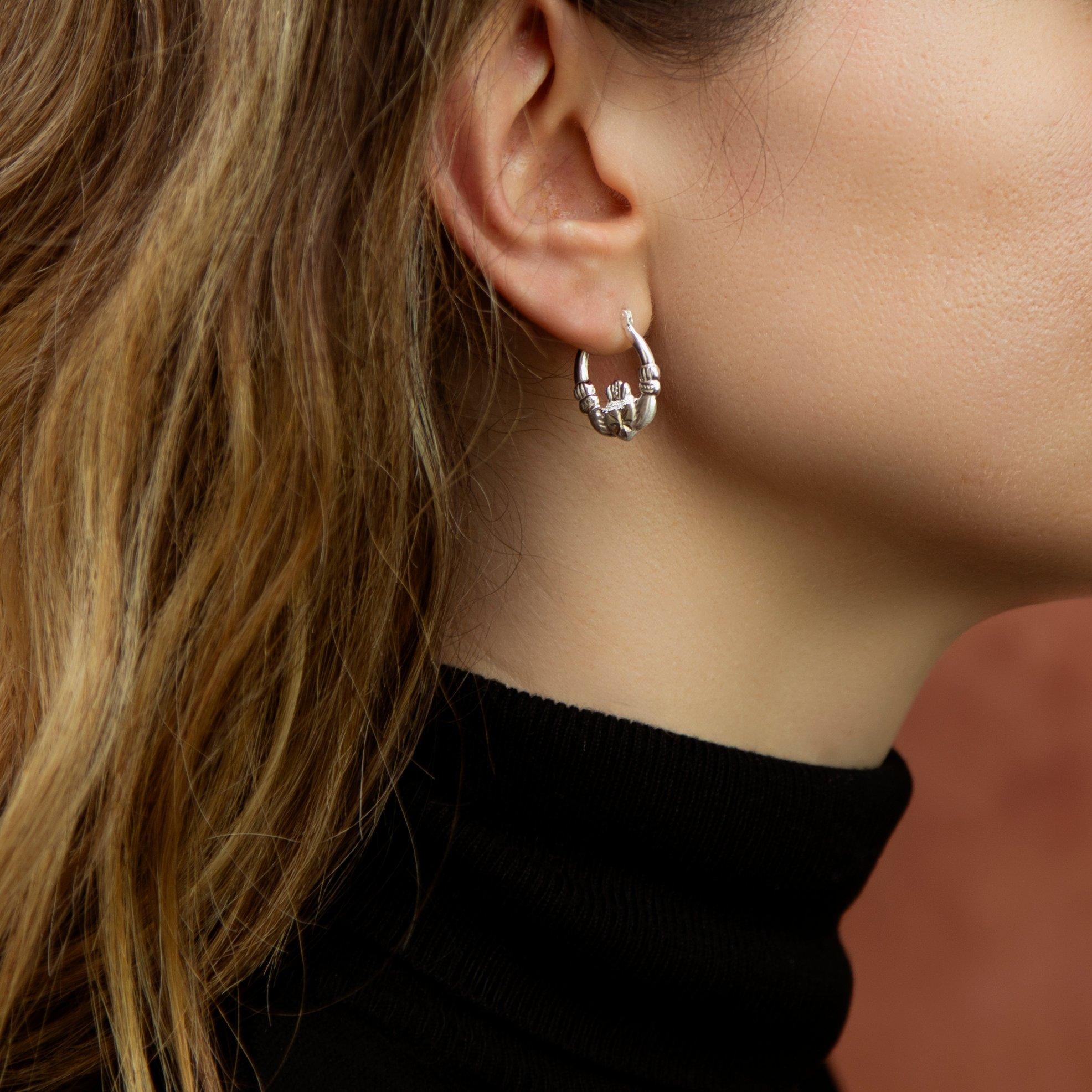 Sterling Silver - Be You - Sterling Silver Claddagh Hoop Earrings - 2