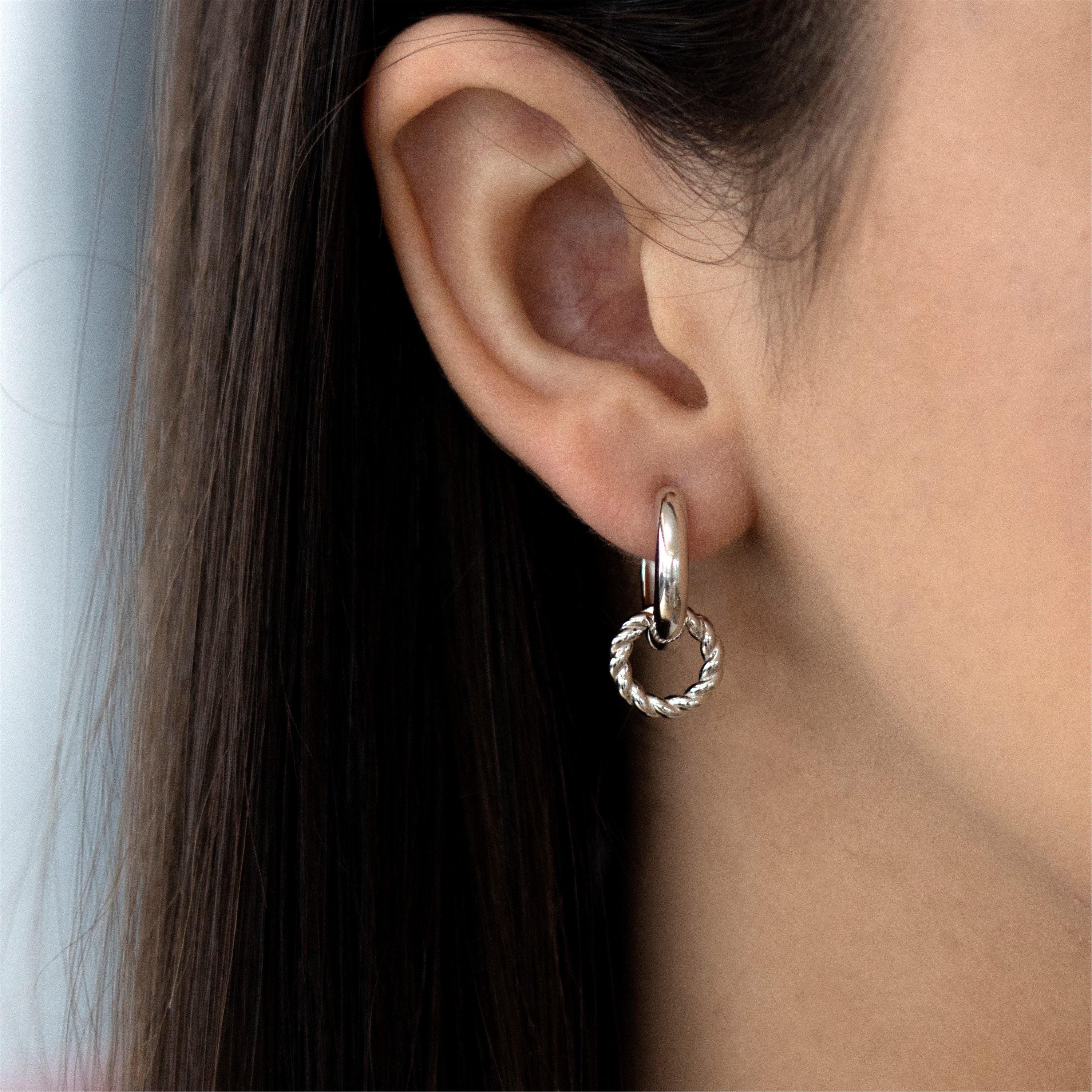 Sterling Silver - Be You - Sterling Silver Twisted Ring Hoop Earrings - 2