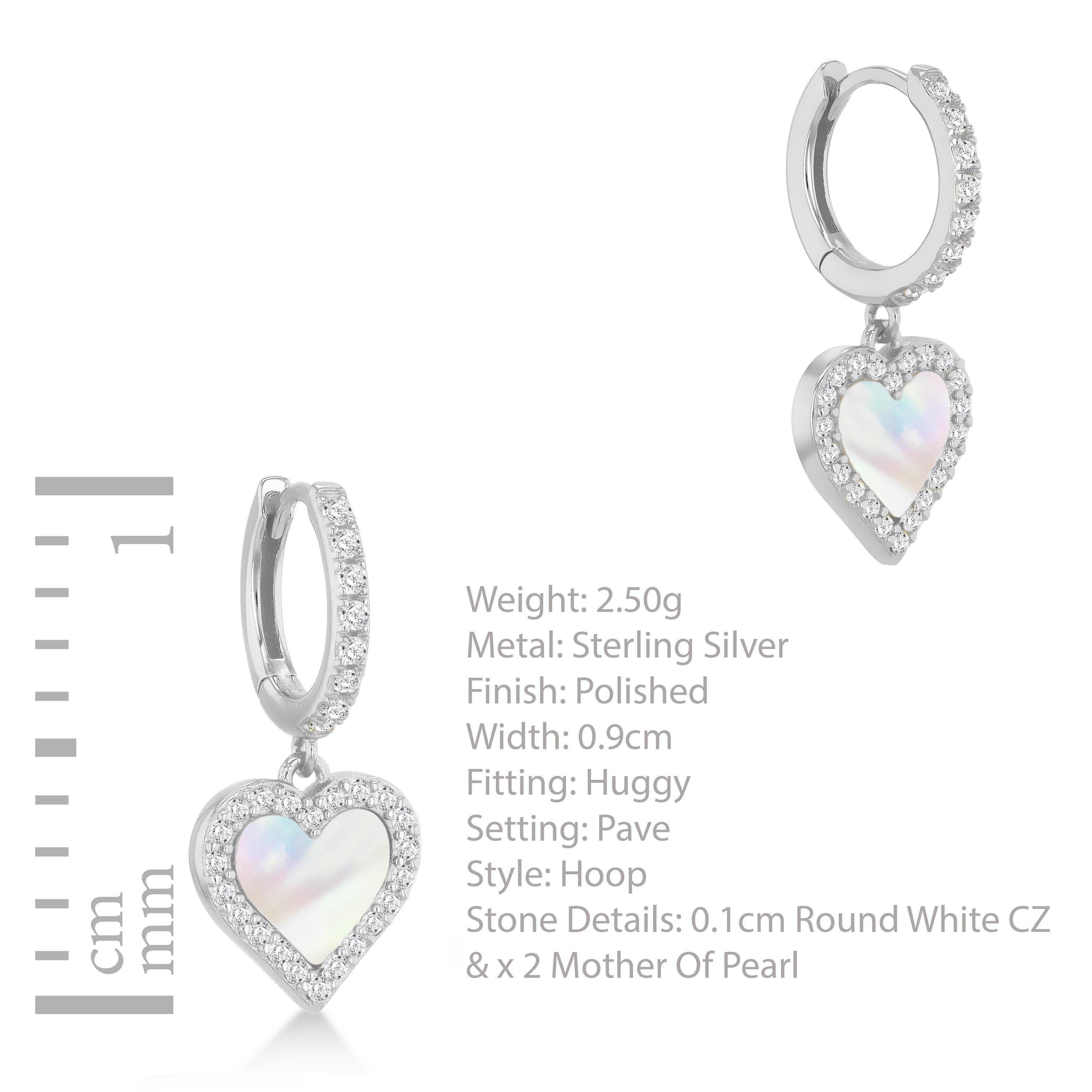 Sterling Silver - Be You - Sterling Silver Mother of Pearl Heart Drop Earring - 4
