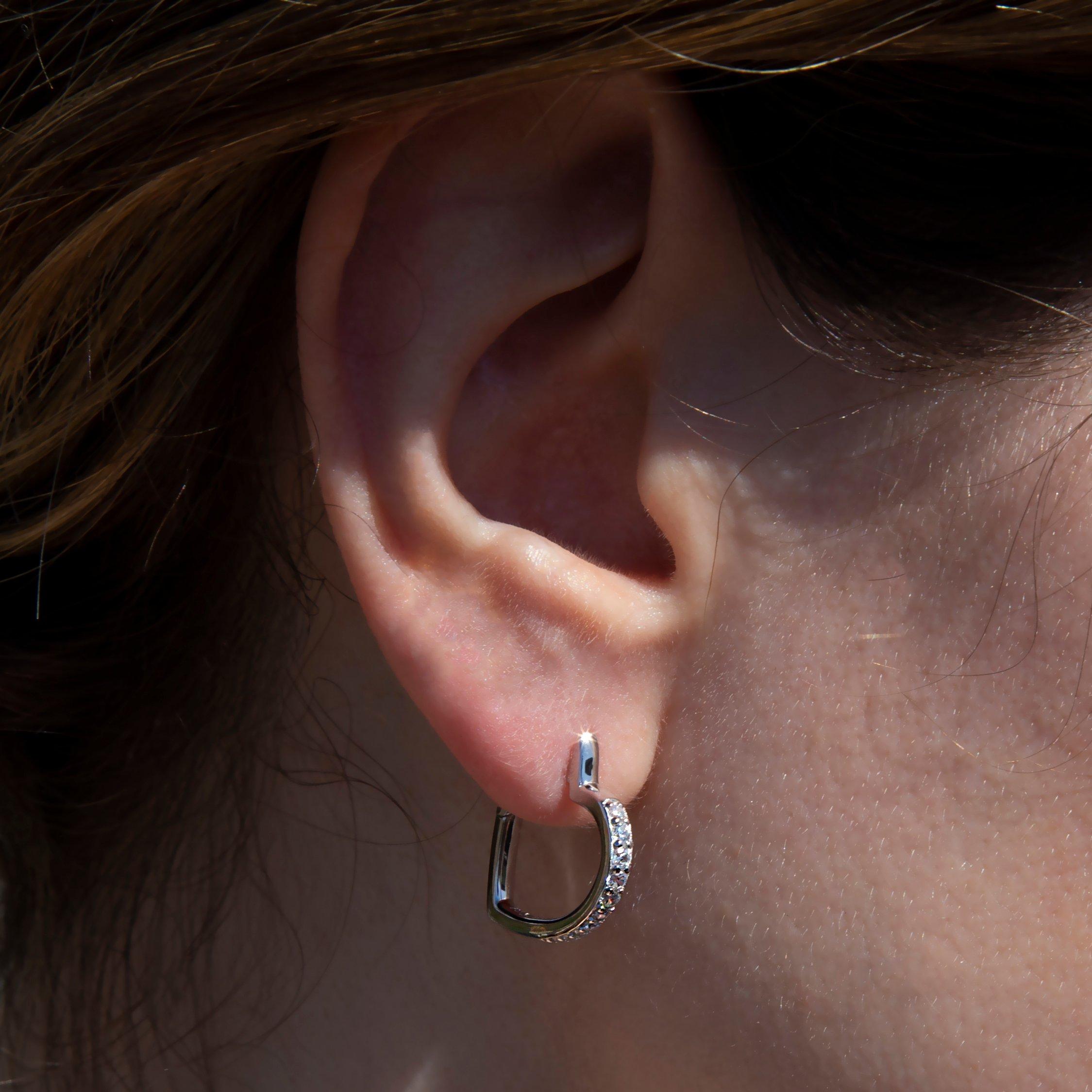 Sterling Silver - Be You - Sterling Silver CZ Heart Hoop Earrings - 2