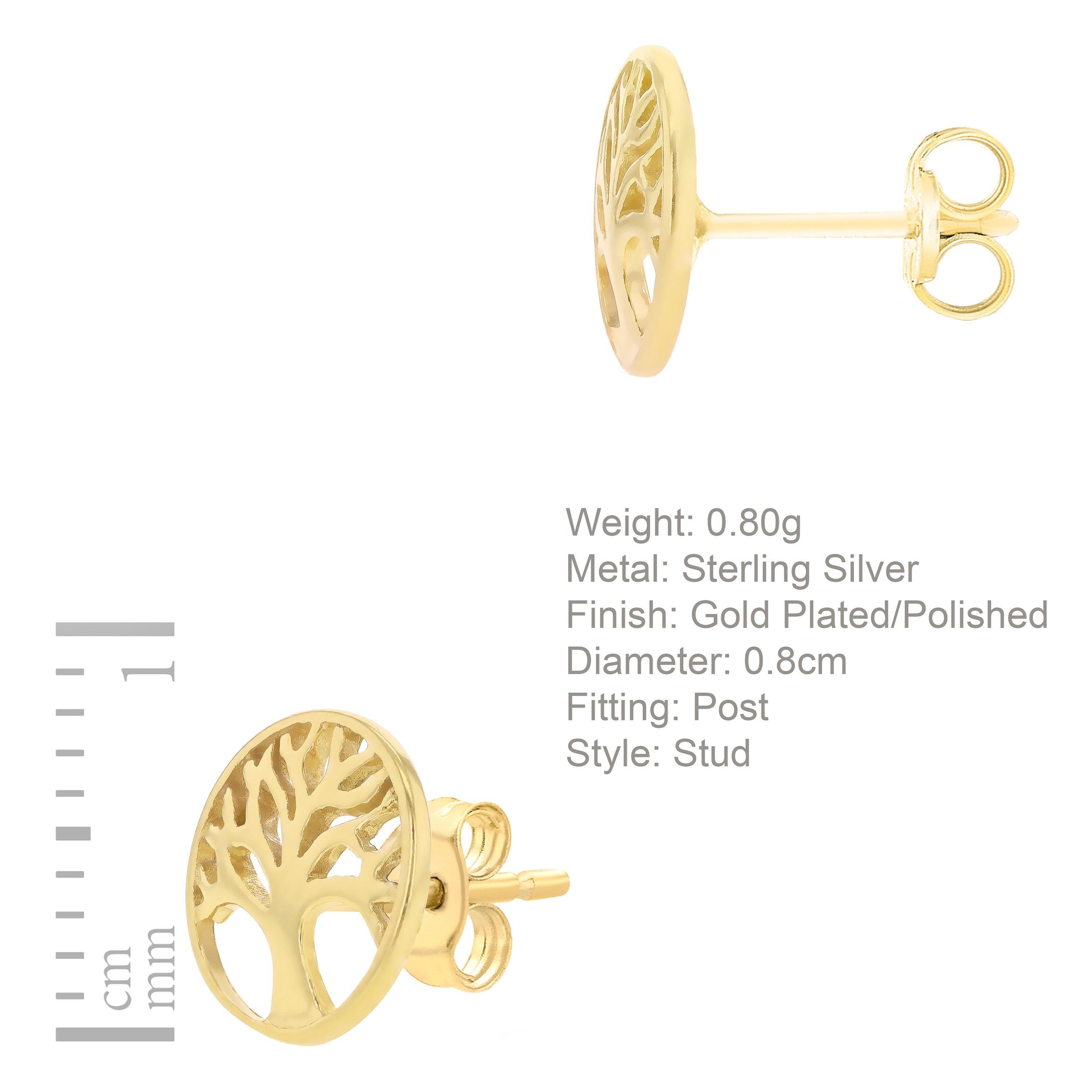 Yellow Gold Pla - Be You - Sterling Silver Gold Plated Tree of Life Studs - 4
