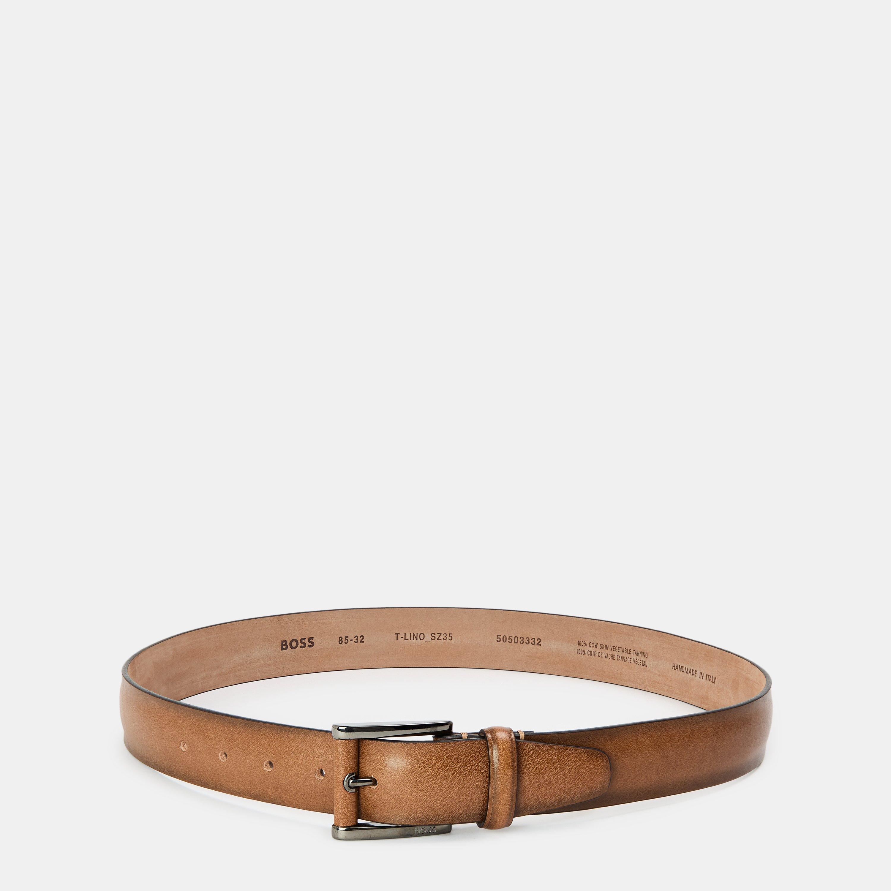 Beige - Boss - Men's T Lino Leather Belt - 1