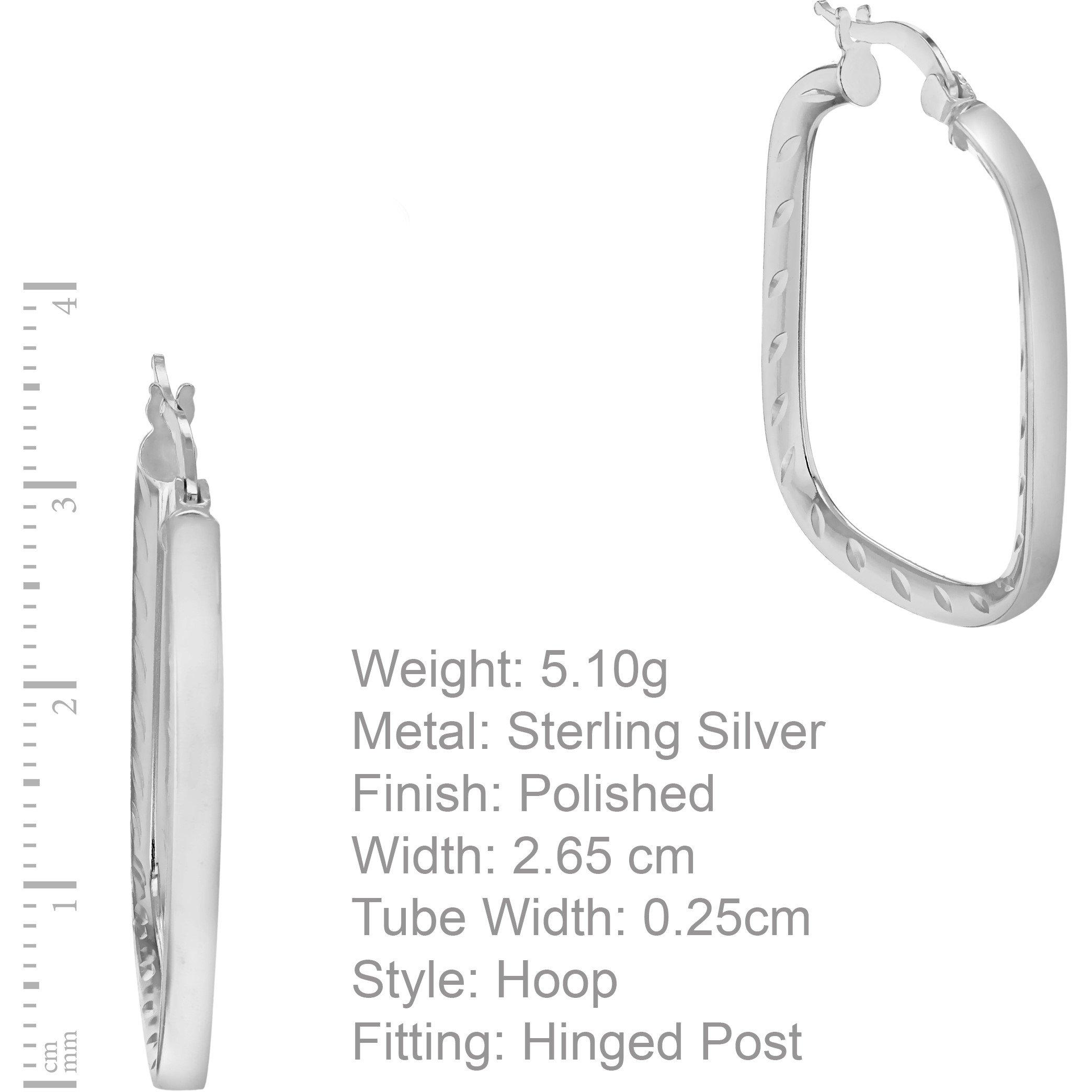 Sterling Silver - Be You - Sterling Silver Patterned-Rectangle Hoops - 4