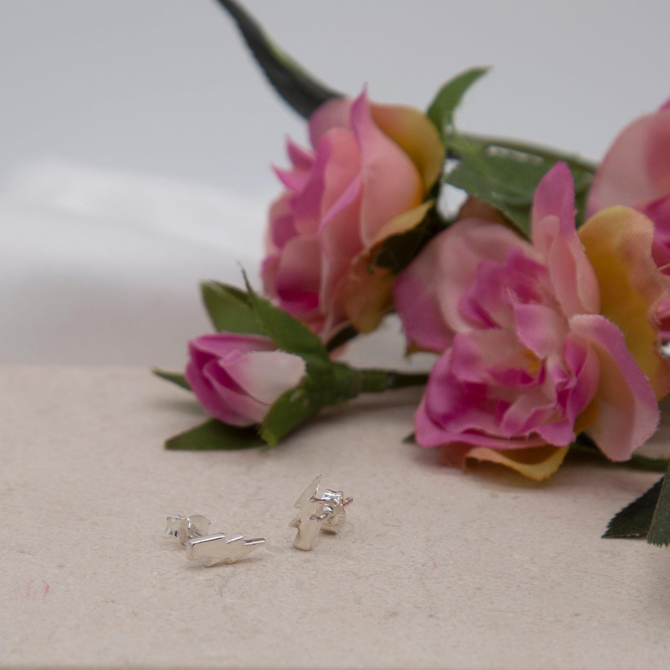 Sterling Silver - Be You - Sterling Silver Lightning Bolt Stud Earrings - 3