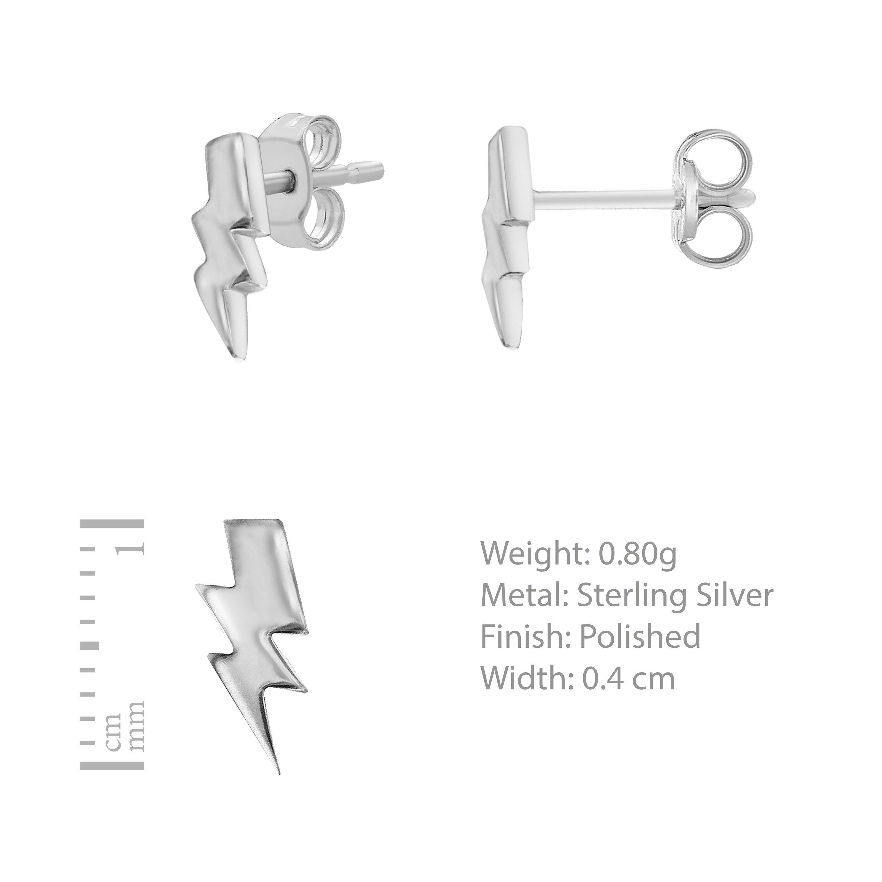 Sterling Silver - Be You - Sterling Silver Lightning Bolt Stud Earrings - 4