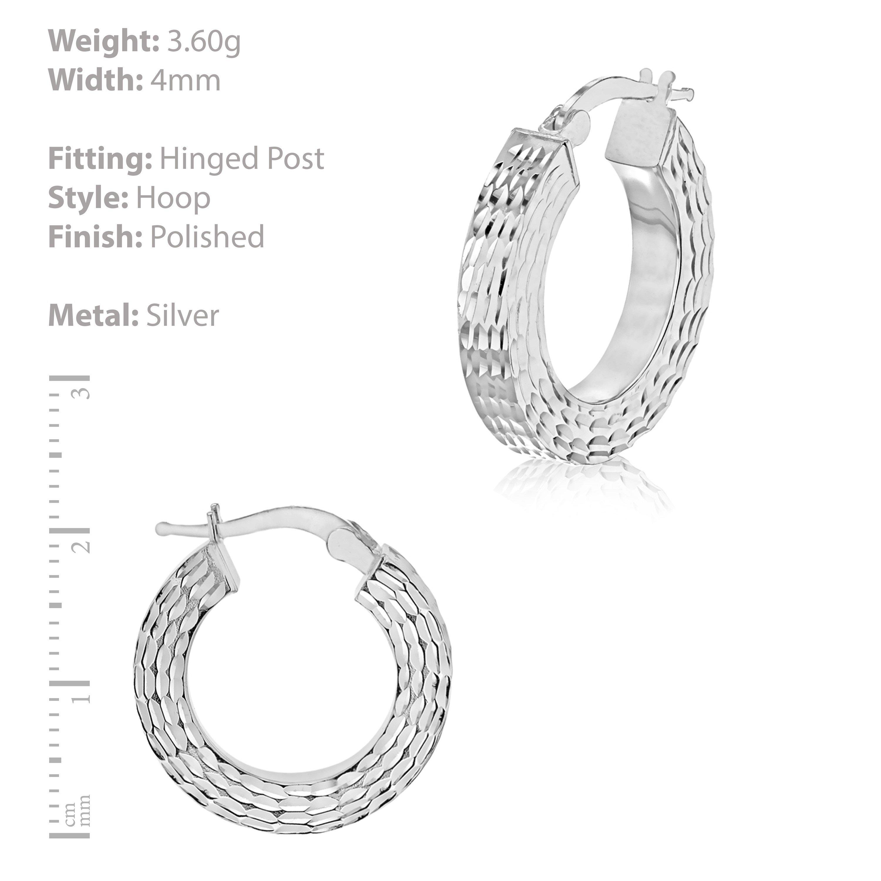 Sterling Silver - Be You - Sterling Silver Square-Tube Patterned Hoops - 4