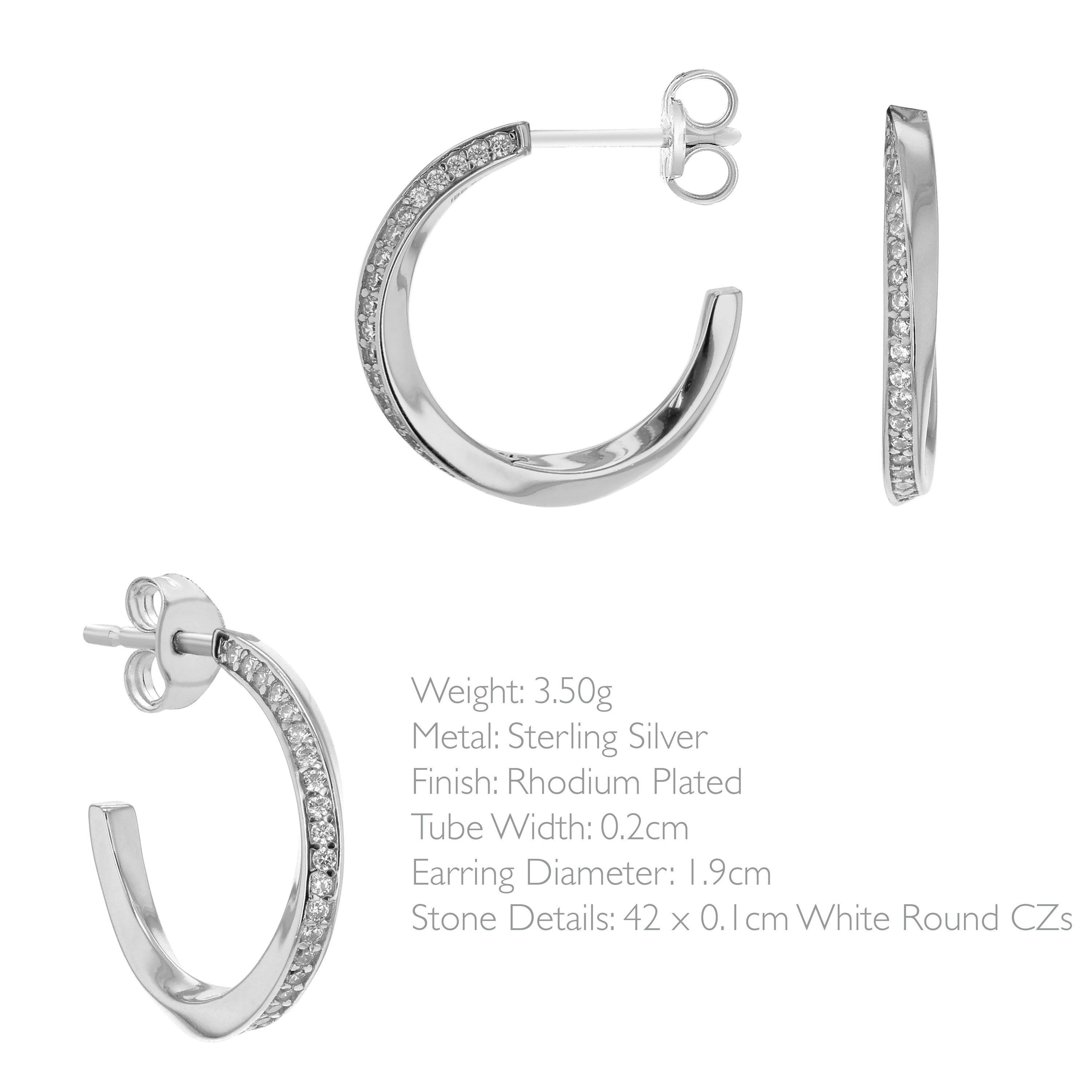 Sterling Silver - Be You - Sterling Silver CZ Twist Tube Hoops - 4