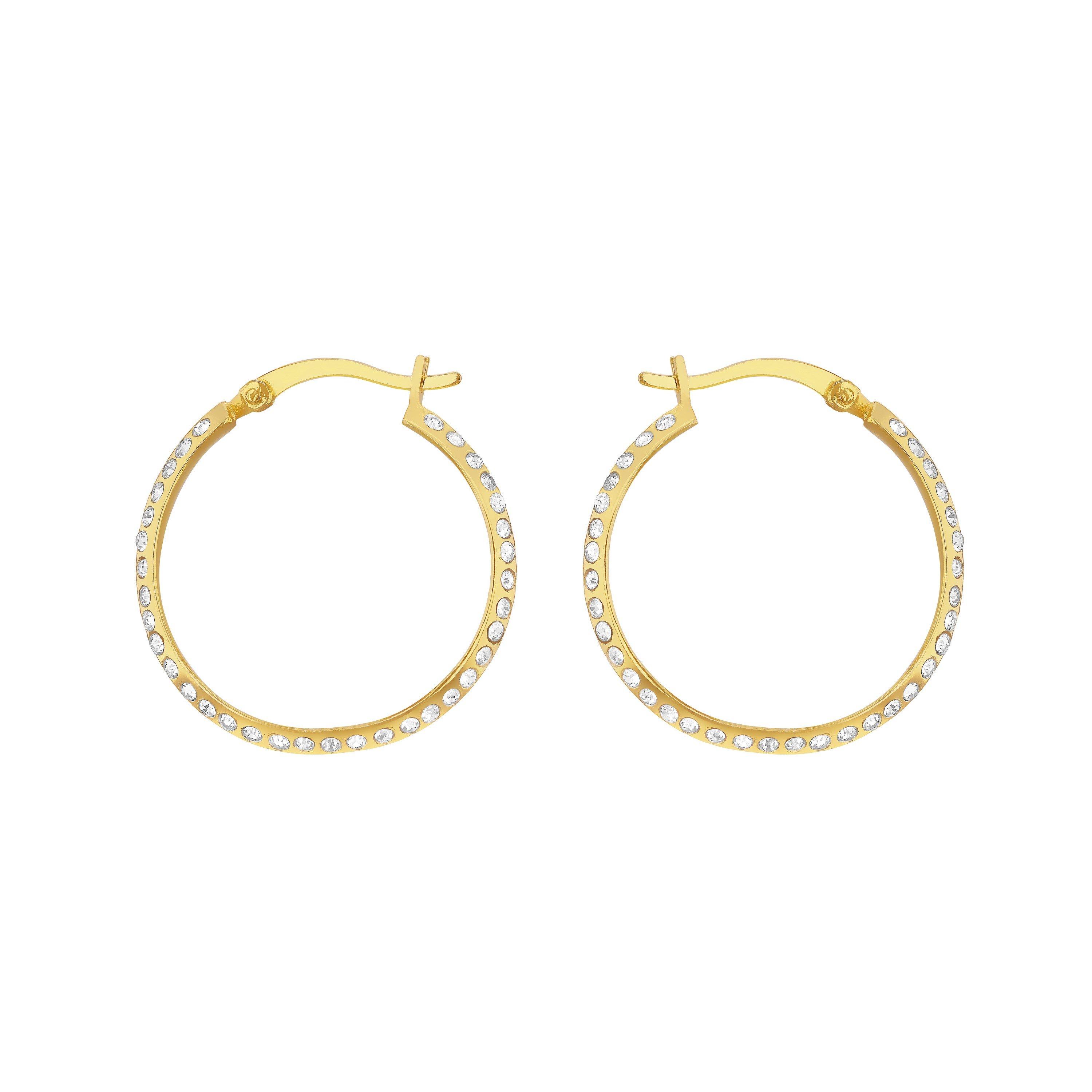 Yellow Gold Pla - Be You - Sterling Silver Gold Plated CZ Round Earrings - 2