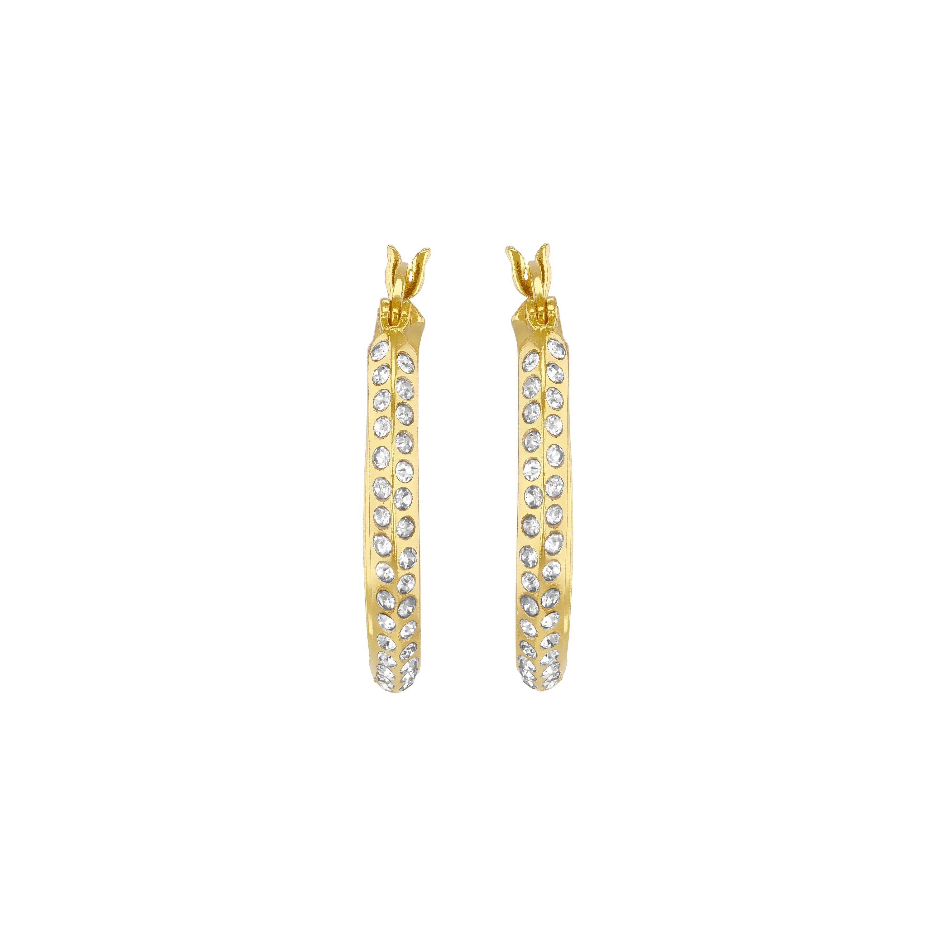 Yellow Gold Pla - Be You - Sterling Silver Gold Plated CZ Round Earrings - 3