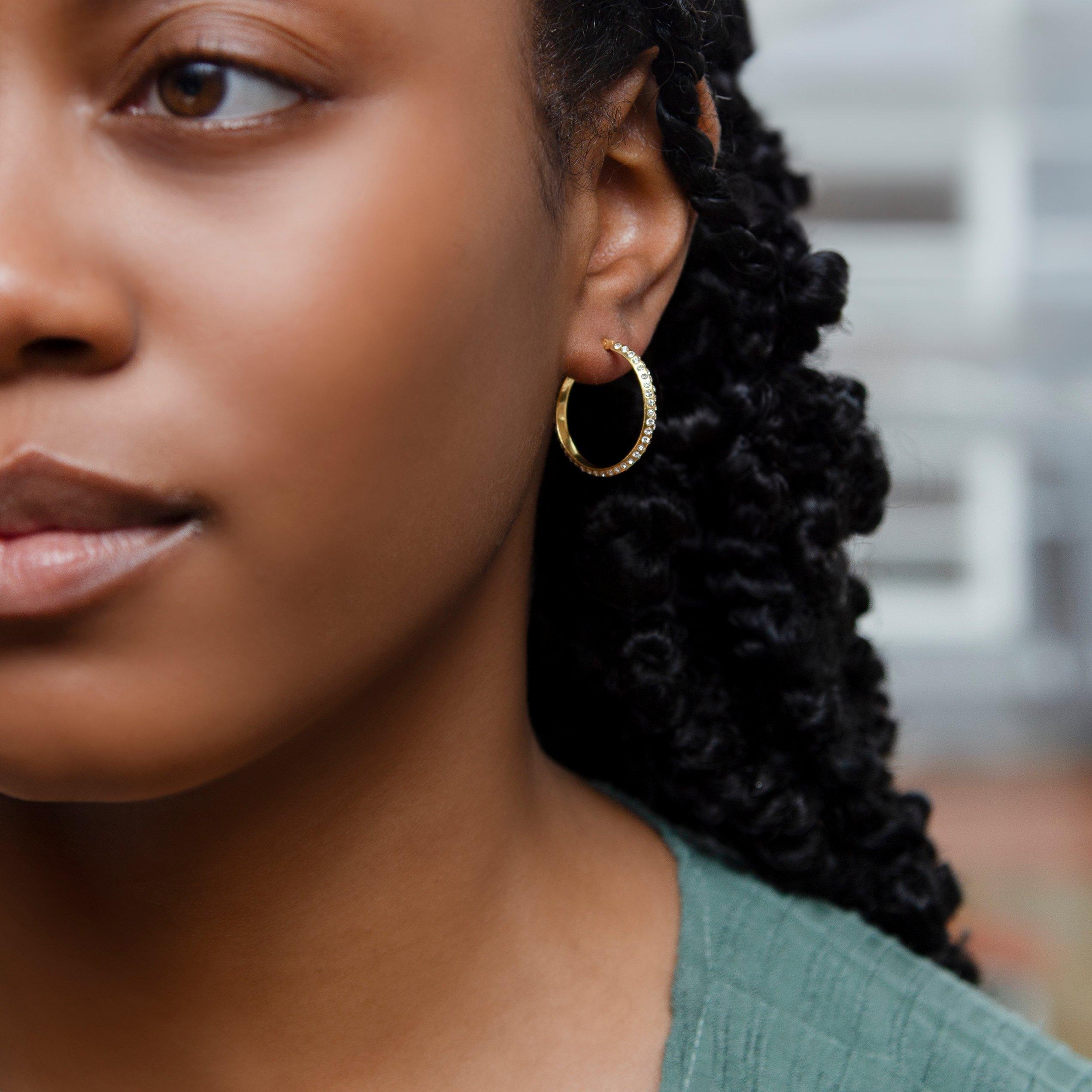 Yellow Gold Pla - Be You - Sterling Silver Gold Plated CZ Round Earrings - 4