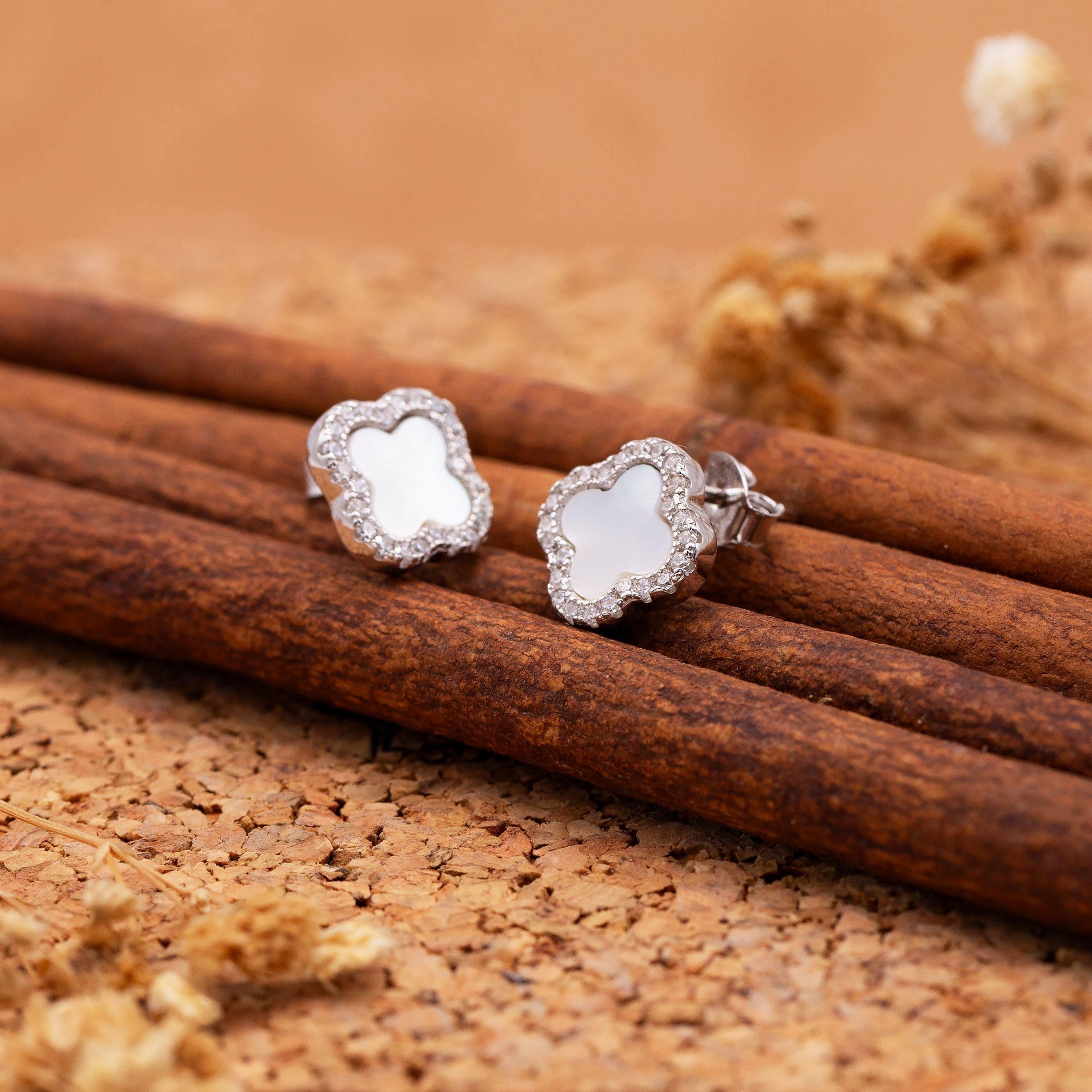 Sterling Silver - Be You - Sterling Silver Clover Mother of Pearl & CZ Studs - 5