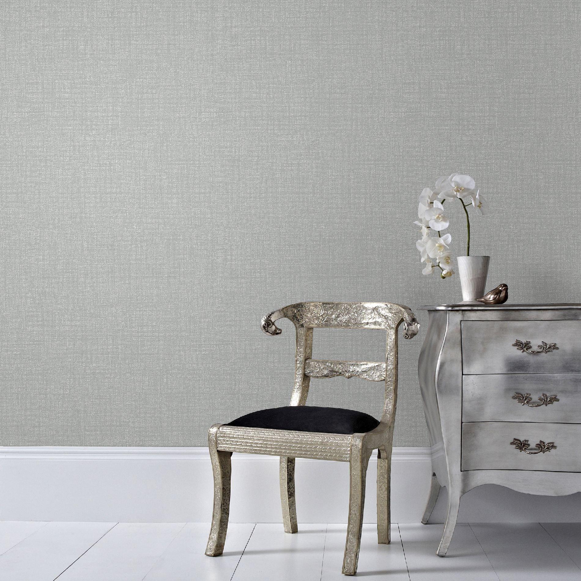 Silver - Boutique - Boutique Chenille Grey and Silver Wallpaper - 1