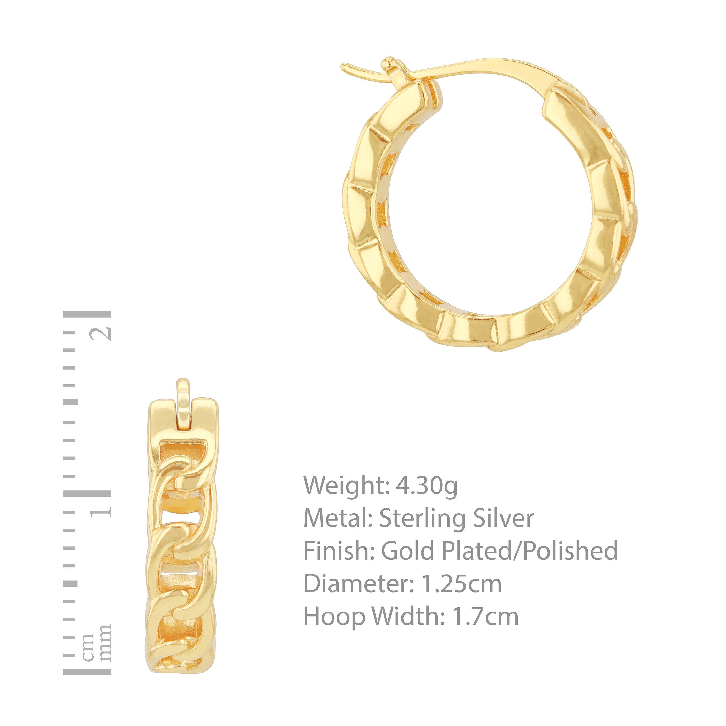Yellow Gold Pla - Be You - Sterling Silver Gold Plated Curb Chain Hoops - 4