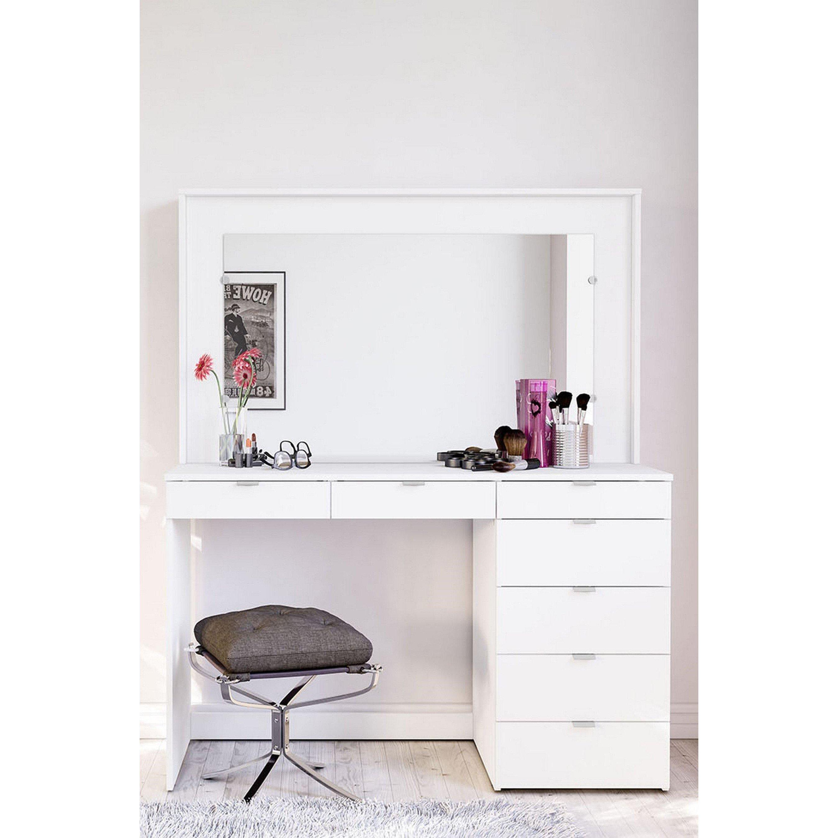 White - Birlea - Chloe 7 Drawer Dressing Table With Mirror