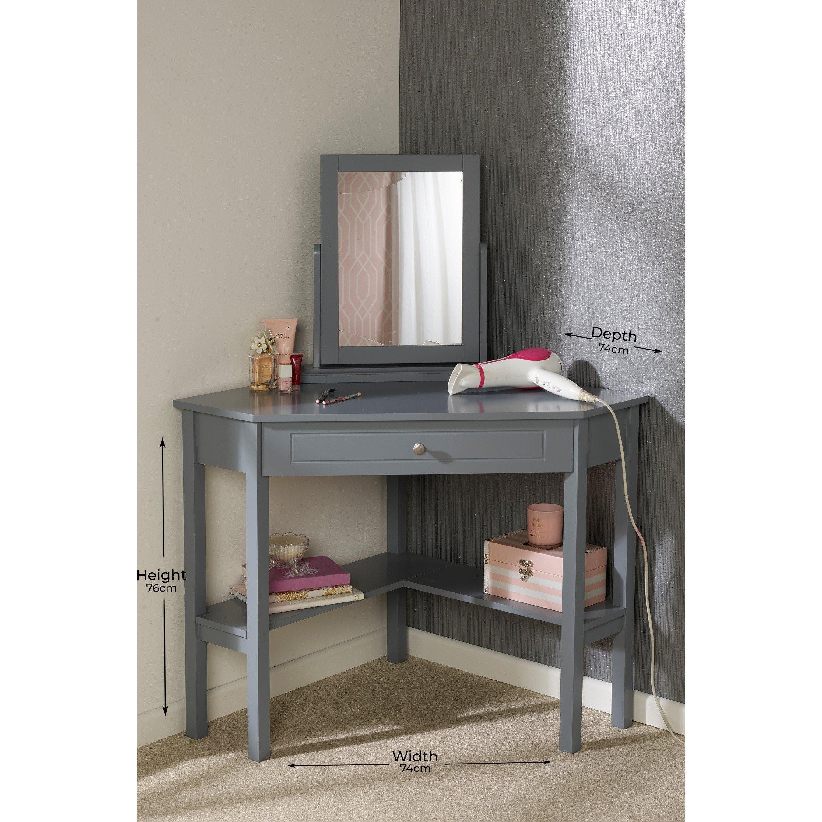 Grey - Homelife - Homelife Corner Dressing Table/Desk with Mirror - 2