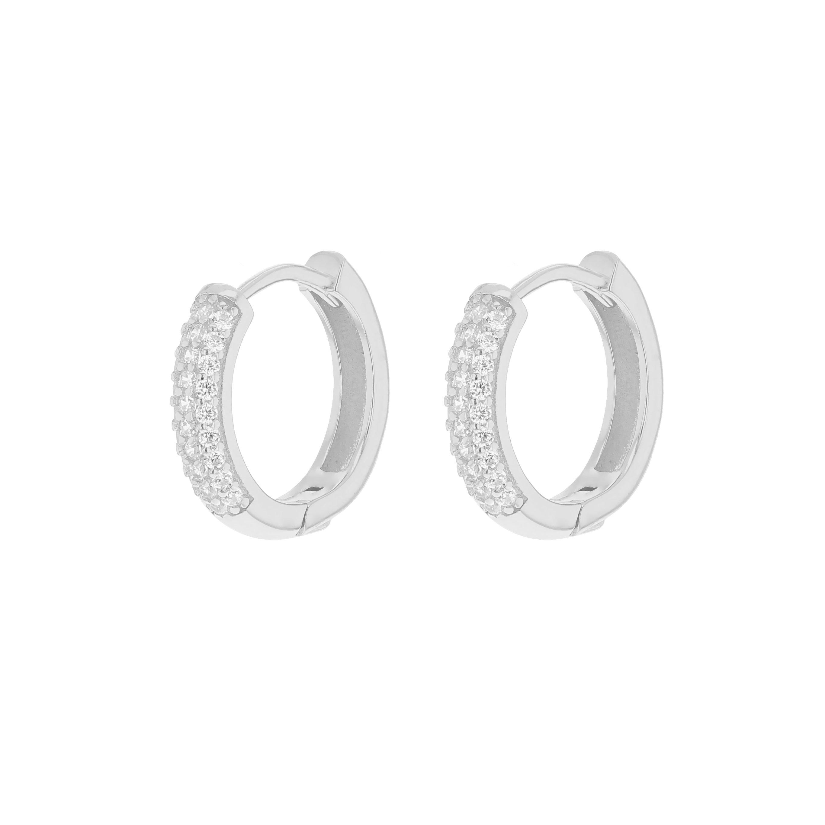 Sterling Silver - Be You - Sterling Silver CZ Band Hoop Earrings - 1
