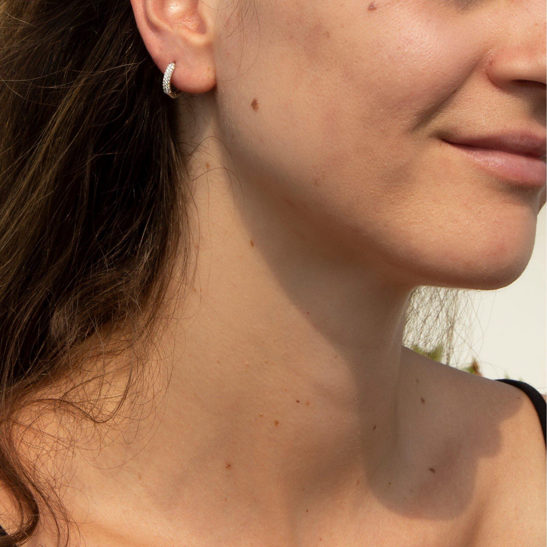 Sterling Silver - Be You - Sterling Silver CZ Band Hoop Earrings - 2