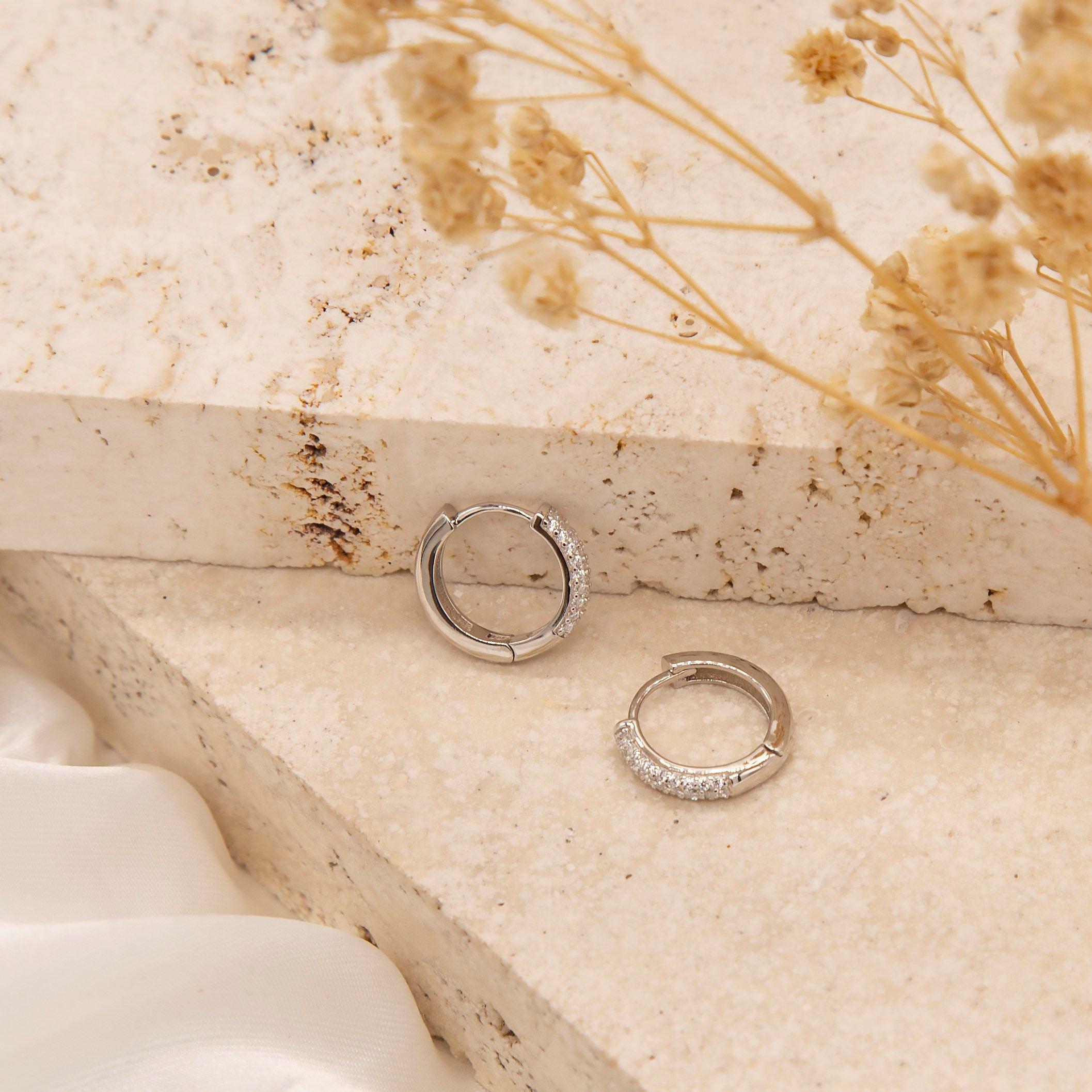 Sterling Silver - Be You - Sterling Silver CZ Band Hoop Earrings - 3