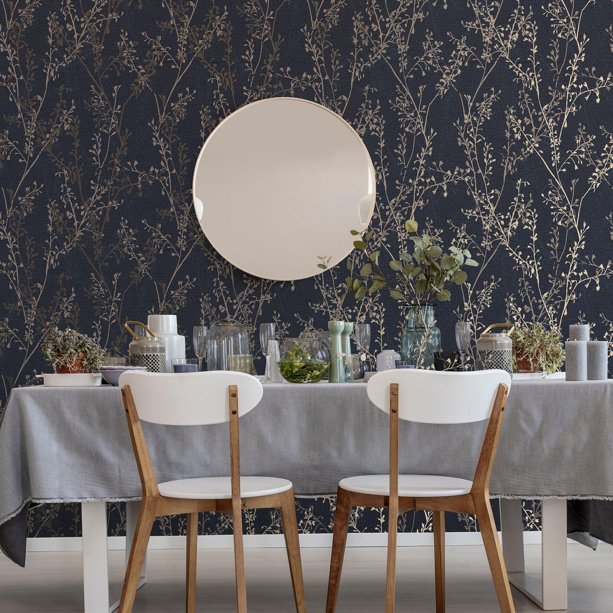 Blue - Boutique - Boutique Breeze Sprig Floral Blue Wallpaper - 1
