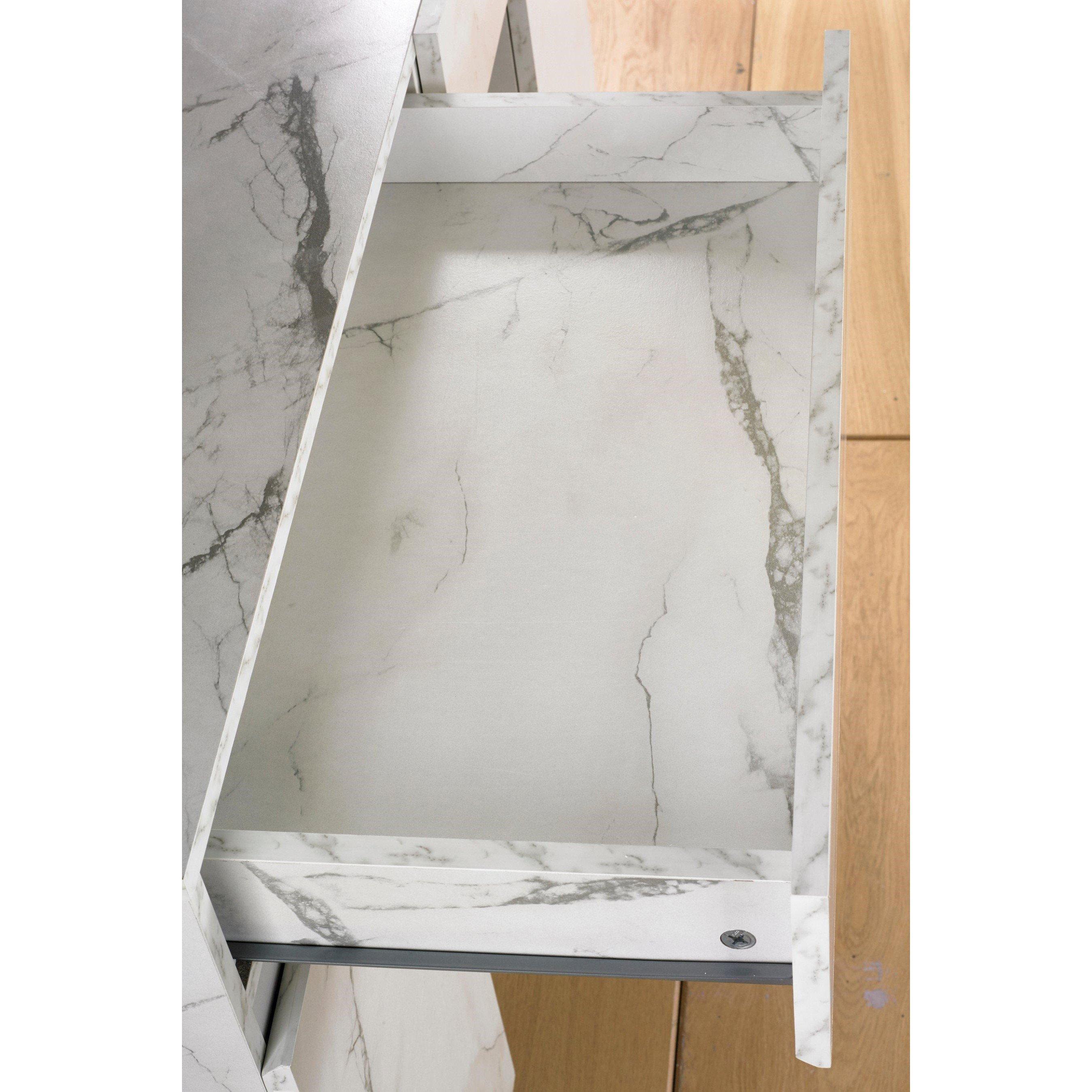 White - Homelife - Helena 2 Drawer Marble-Effect Dresser - 3