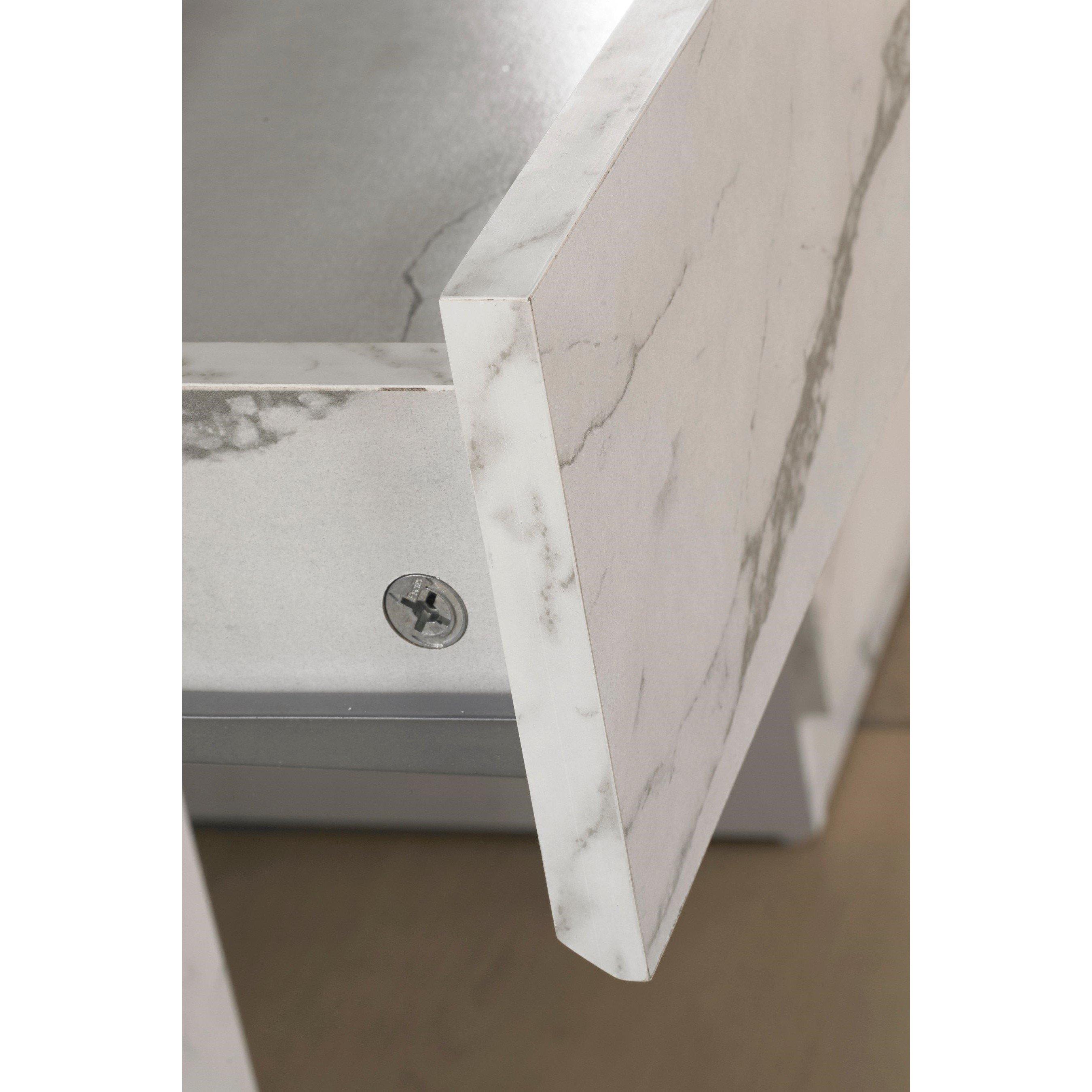 White - Homelife - Helena 2 Drawer Marble-Effect Dresser - 4