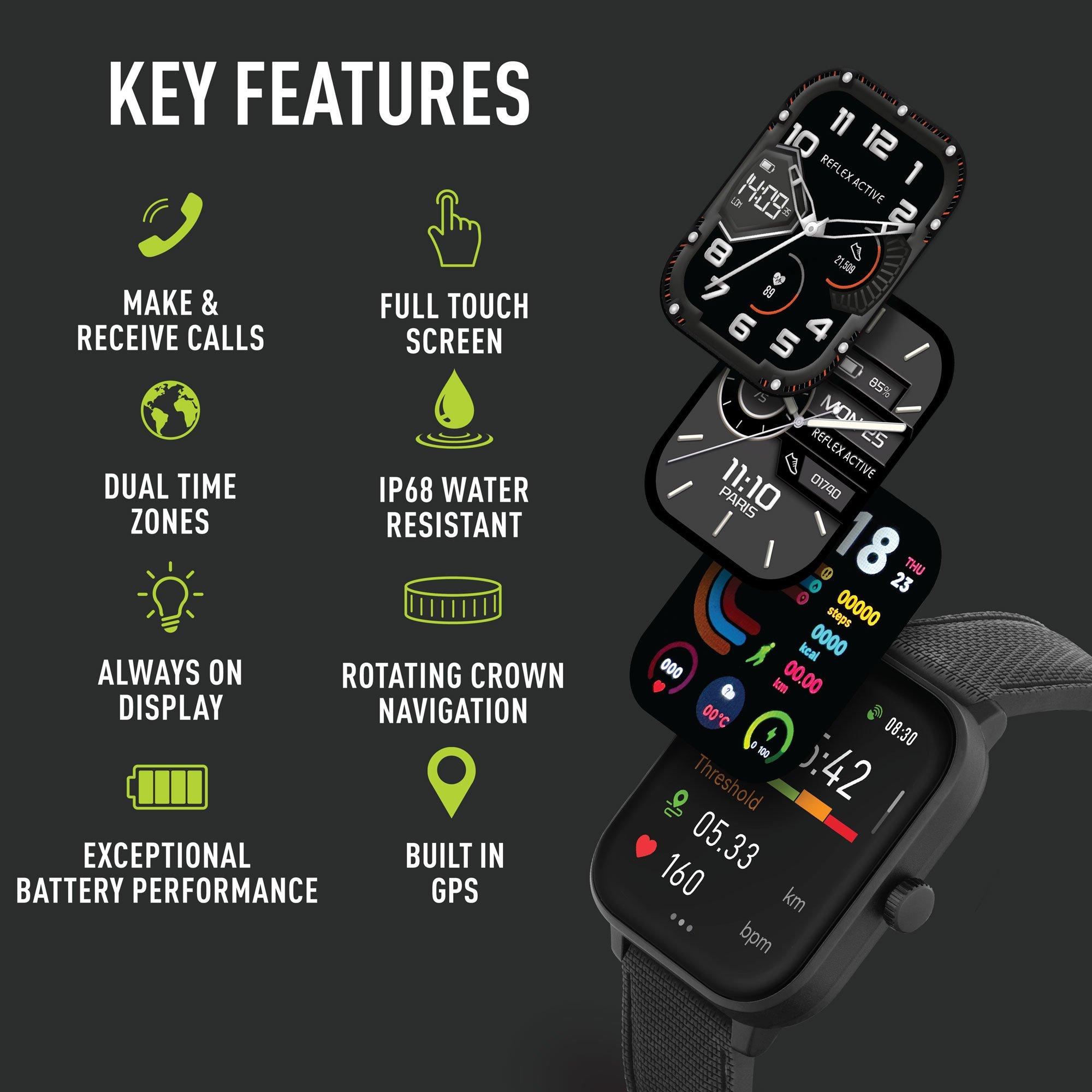 Black - Reflex Active - Reflex Active Series 44 Amoled GPS Calling Watch - 4
