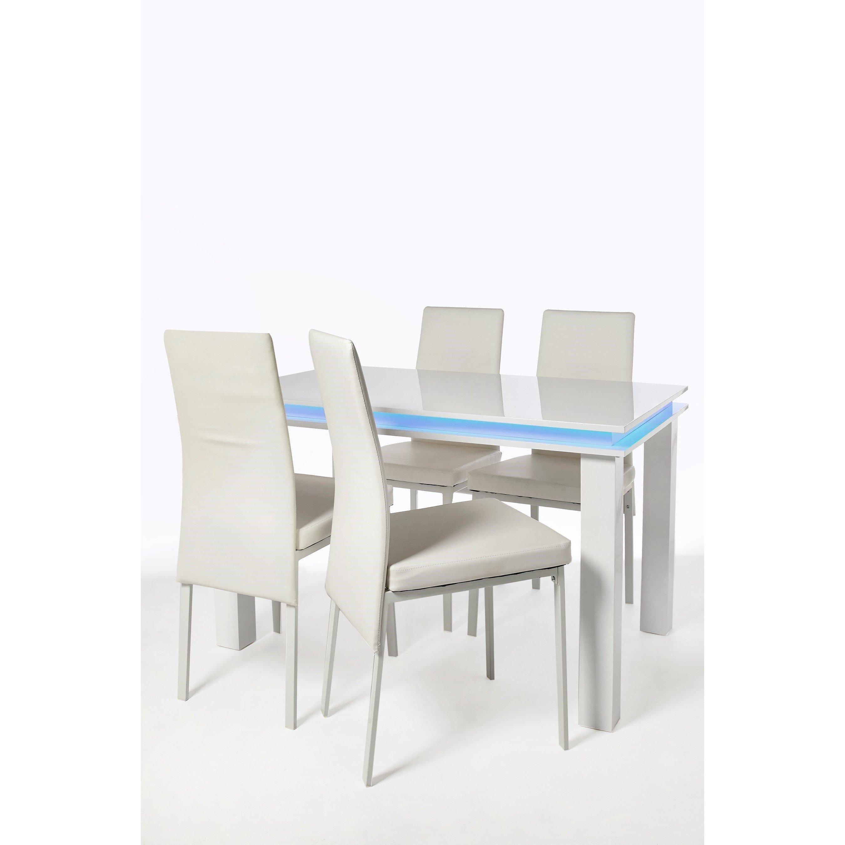 White - Homelife - LED 4 Seater Dining Set - 2