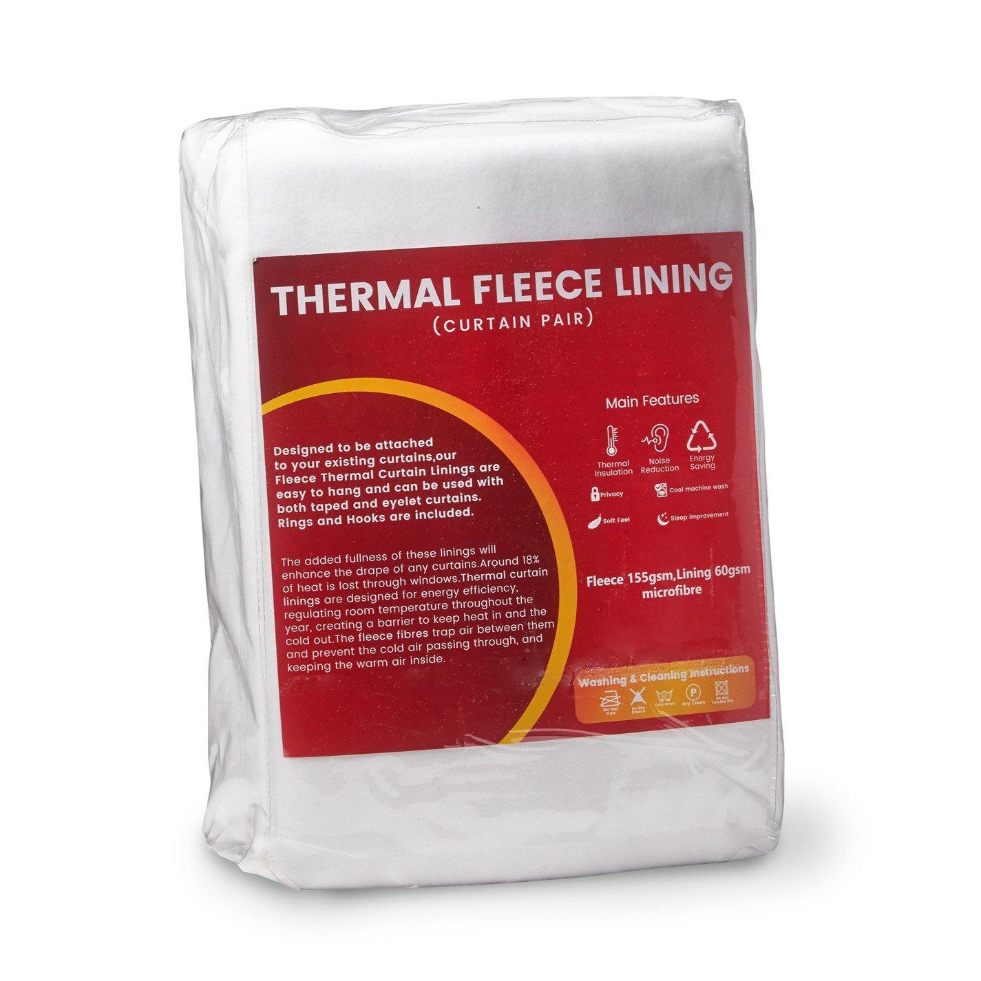 White - Alan Symonds - Fleece Thermal Curtain Linings Pair - 2