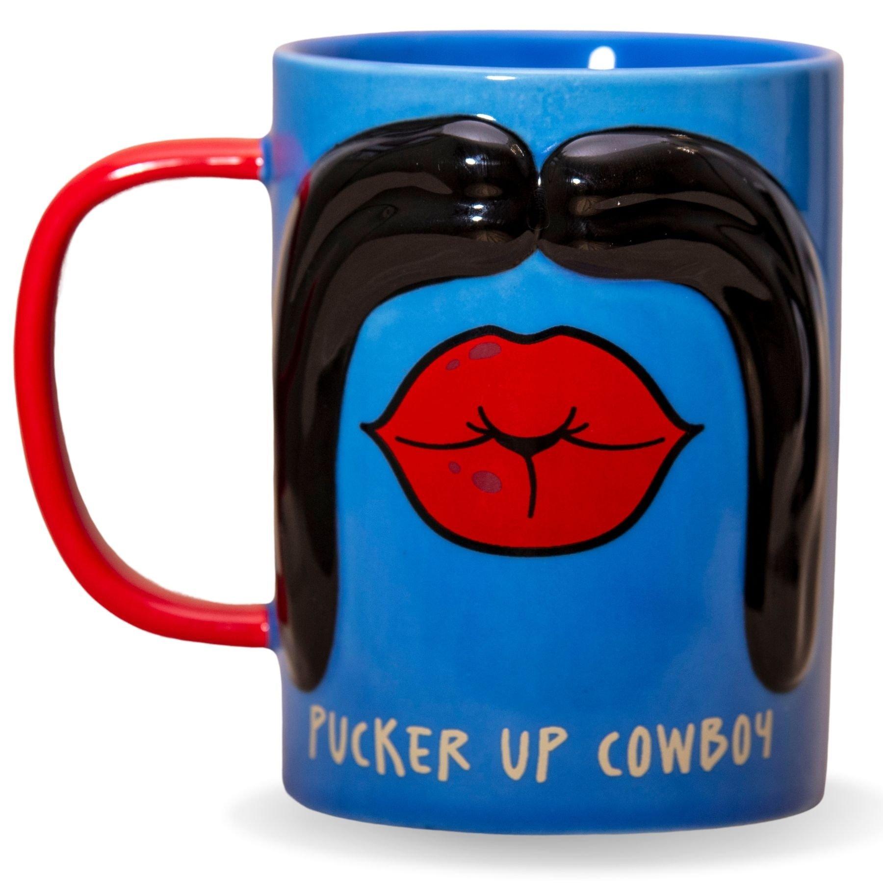 Boxer Gifts Pucker Up Cowboy Gift Moustache Mug - Funny Gift