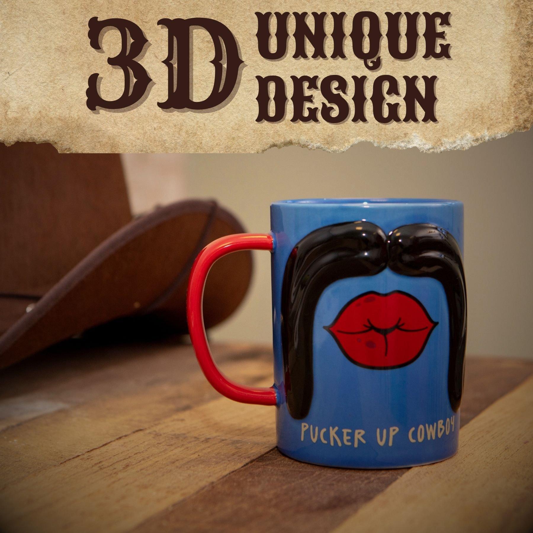 Multi - Boxer Gifts - Pucker Up Cowboy Gift Moustache Mug - Funny Gift - 5