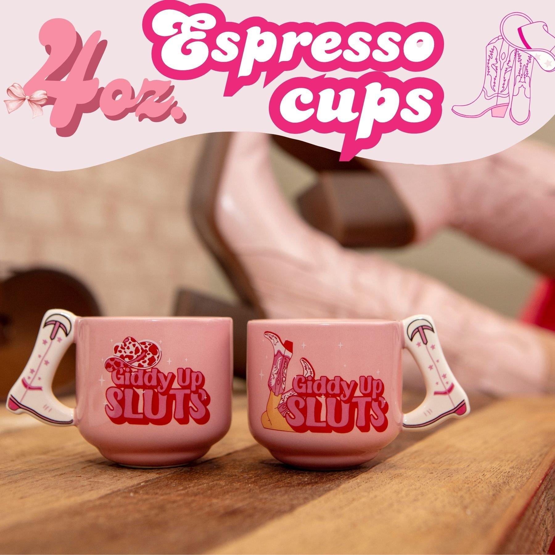 Pink - Boxer Gifts - Giddy Up Sluts Novelty Espresso Cups Cowgirl Gift - 2