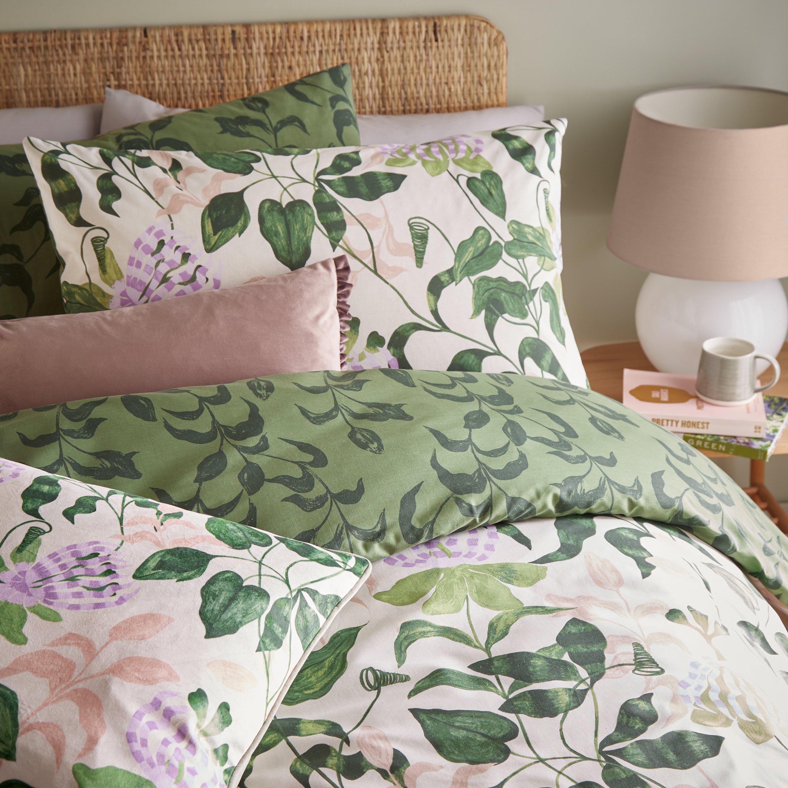 Green/Pink - Wylder - Passiflora Botanical Duvet Set - 2
