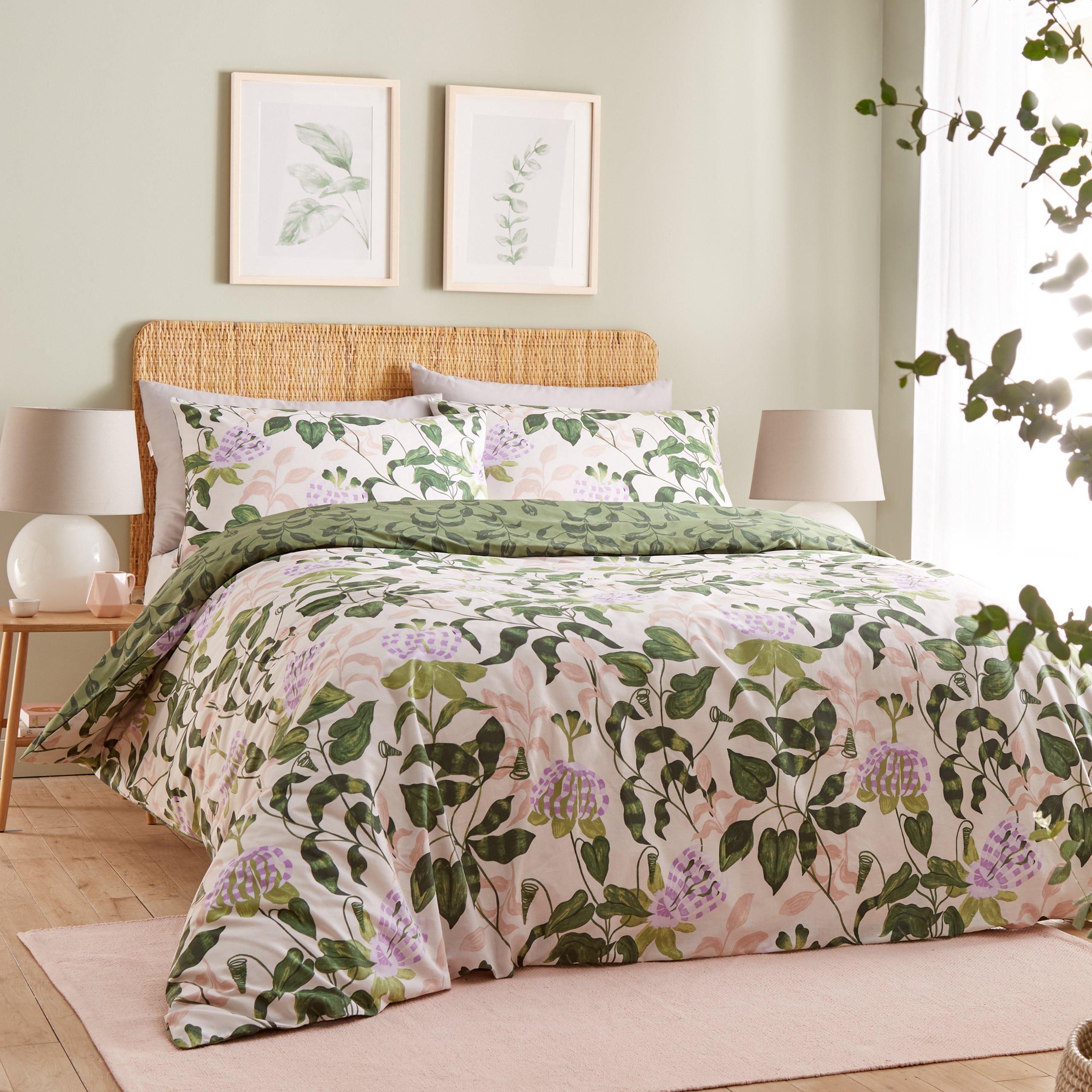 Green/Pink - Wylder - Passiflora Botanical Duvet Set - 4