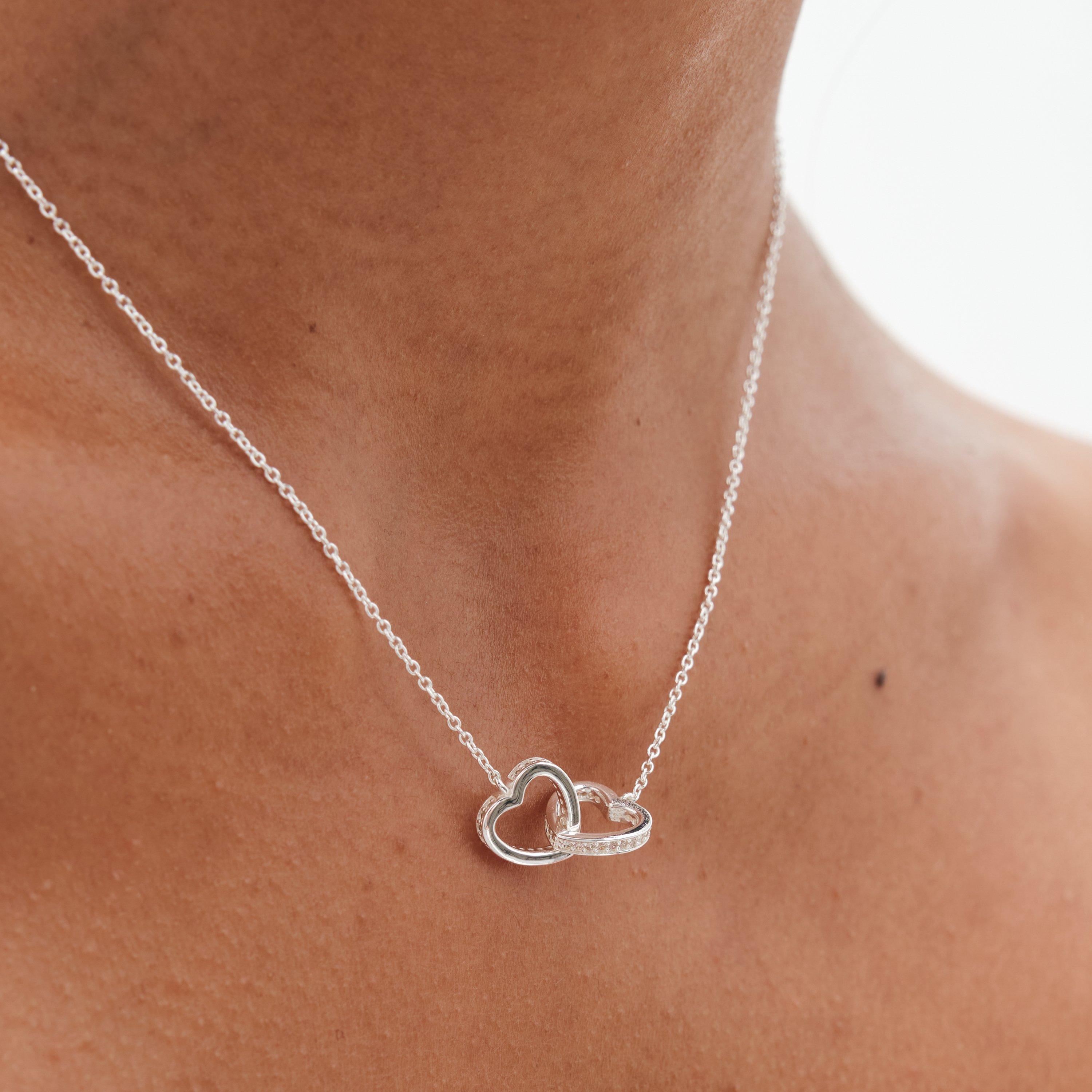 Silver - Simply Silver - Sterling Silver 925 Interlink Heart Necklace - 2