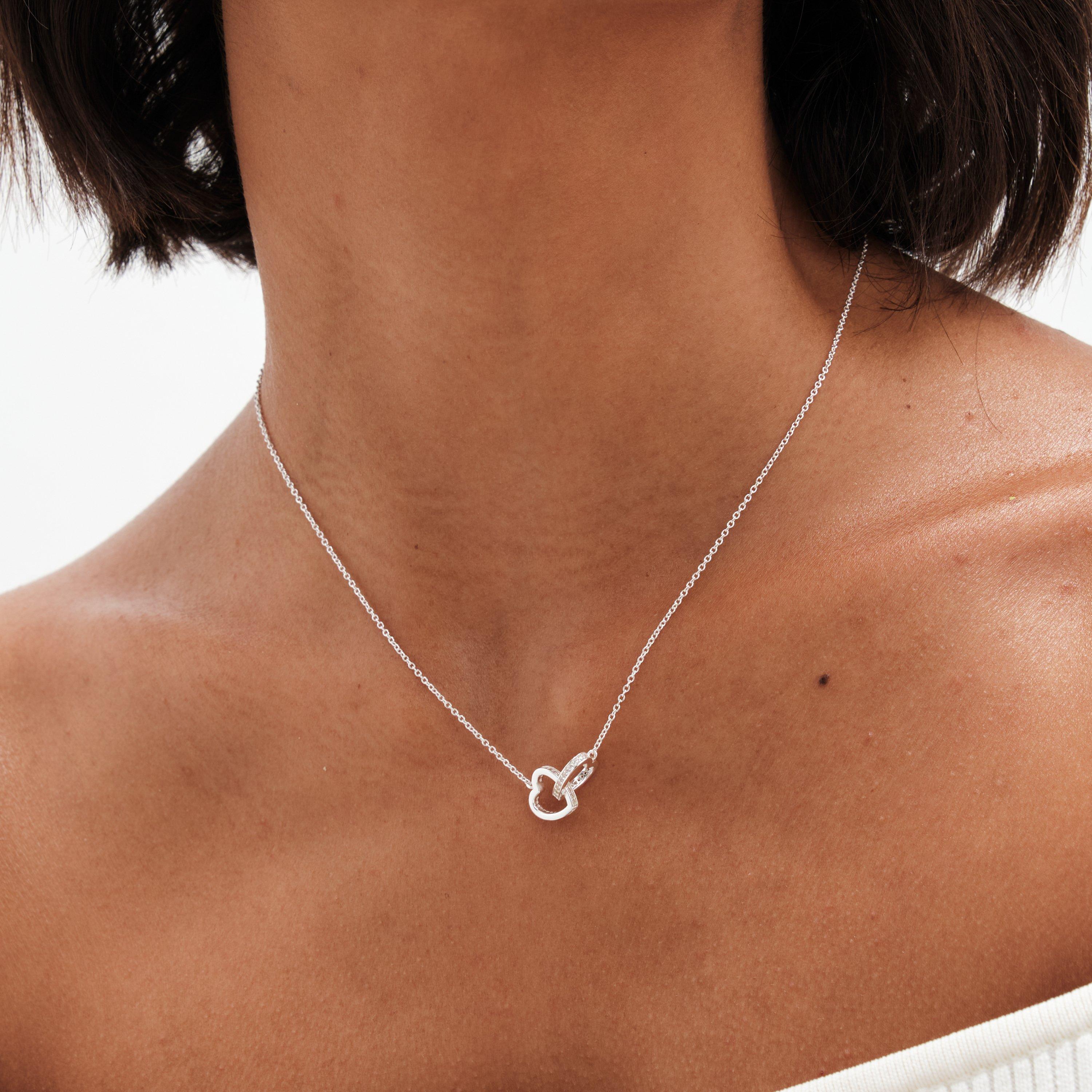 Silver - Simply Silver - Sterling Silver 925 Interlink Heart Necklace - 3