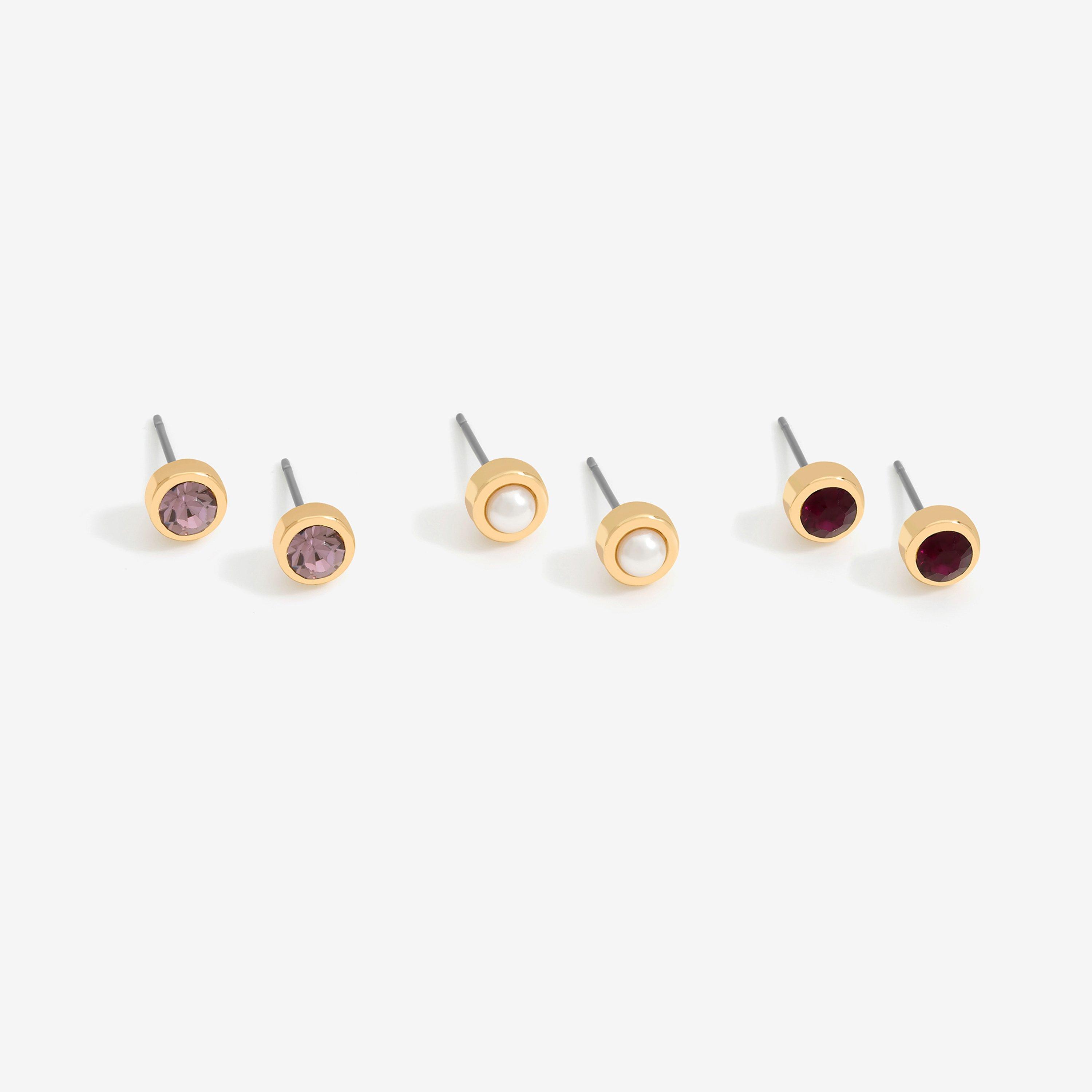 Purple - Mood - Purple Mixed Stud Earrings - Pack of 3 - 1