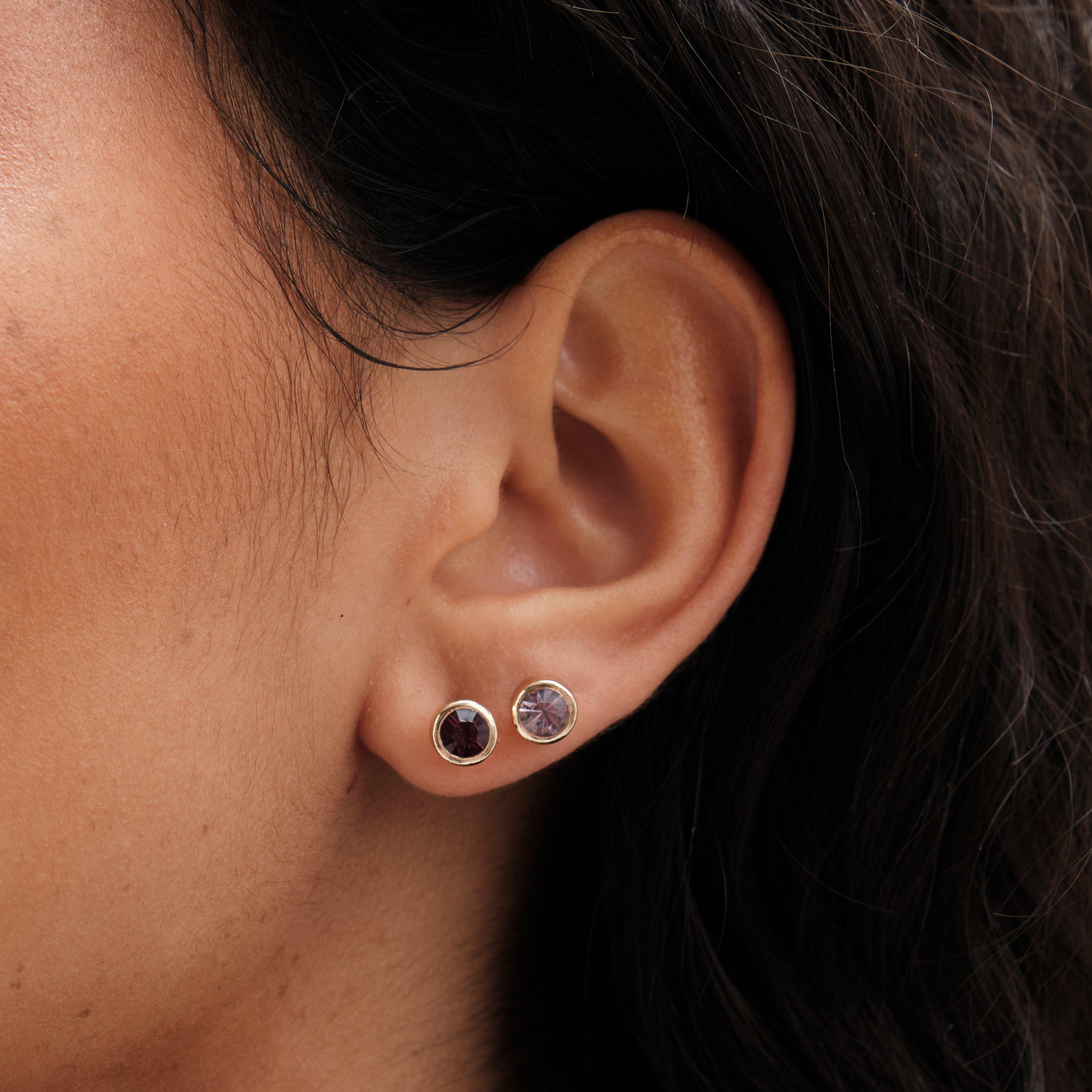 Purple - Mood - Purple Mixed Stud Earrings - Pack of 3 - 3