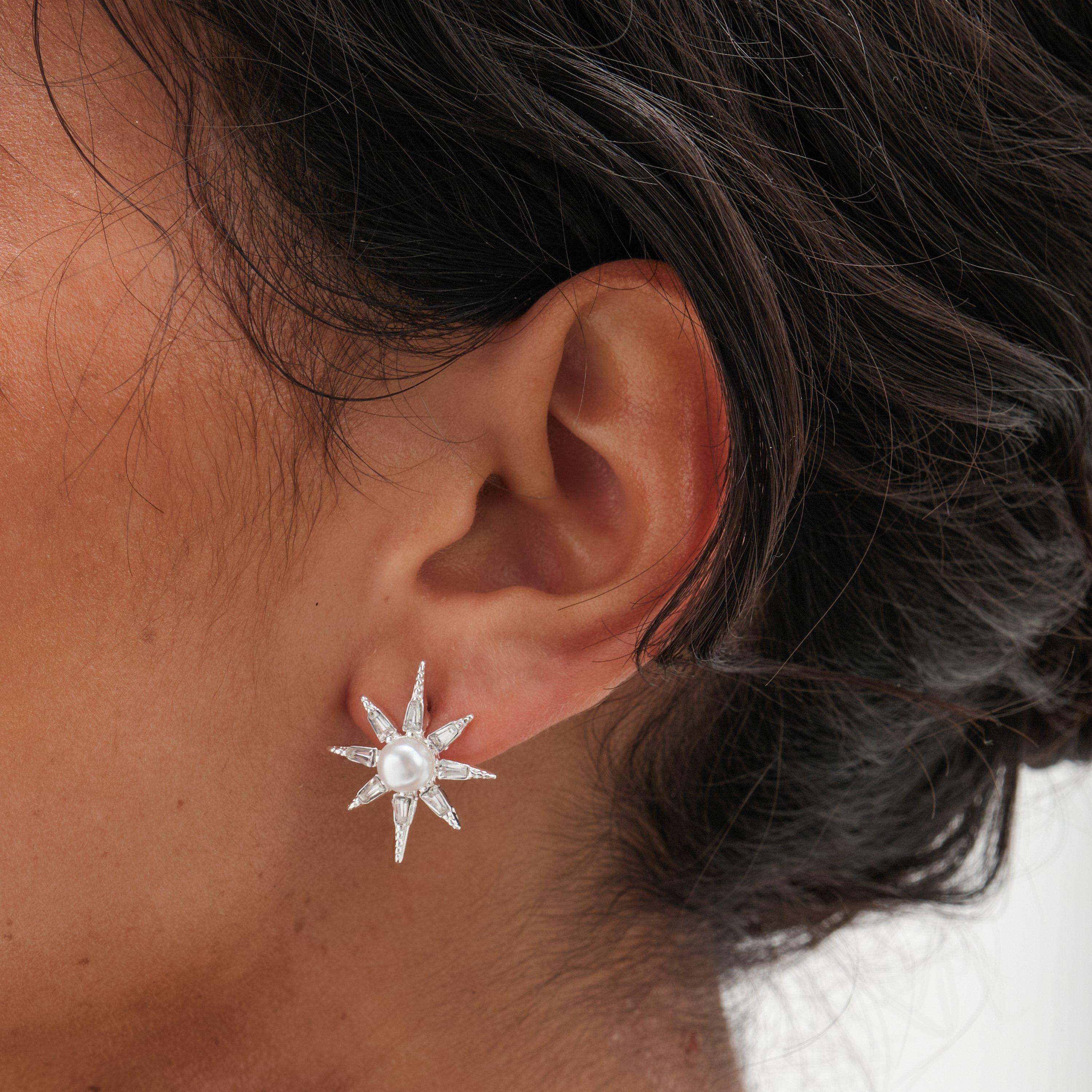 Silver - Mood - Silver Starburst Stud Earrings - 2