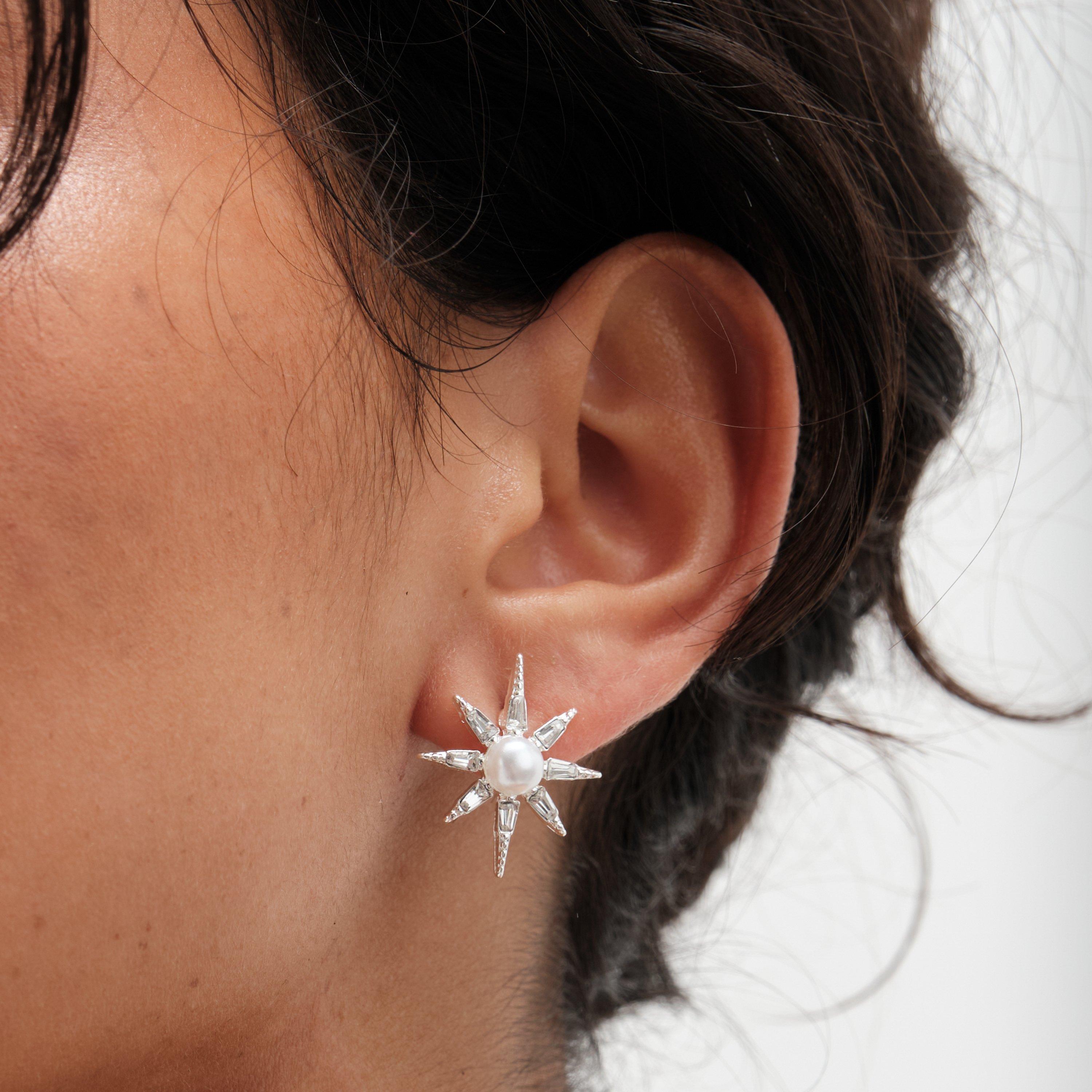 Silver - Mood - Silver Starburst Stud Earrings - 3
