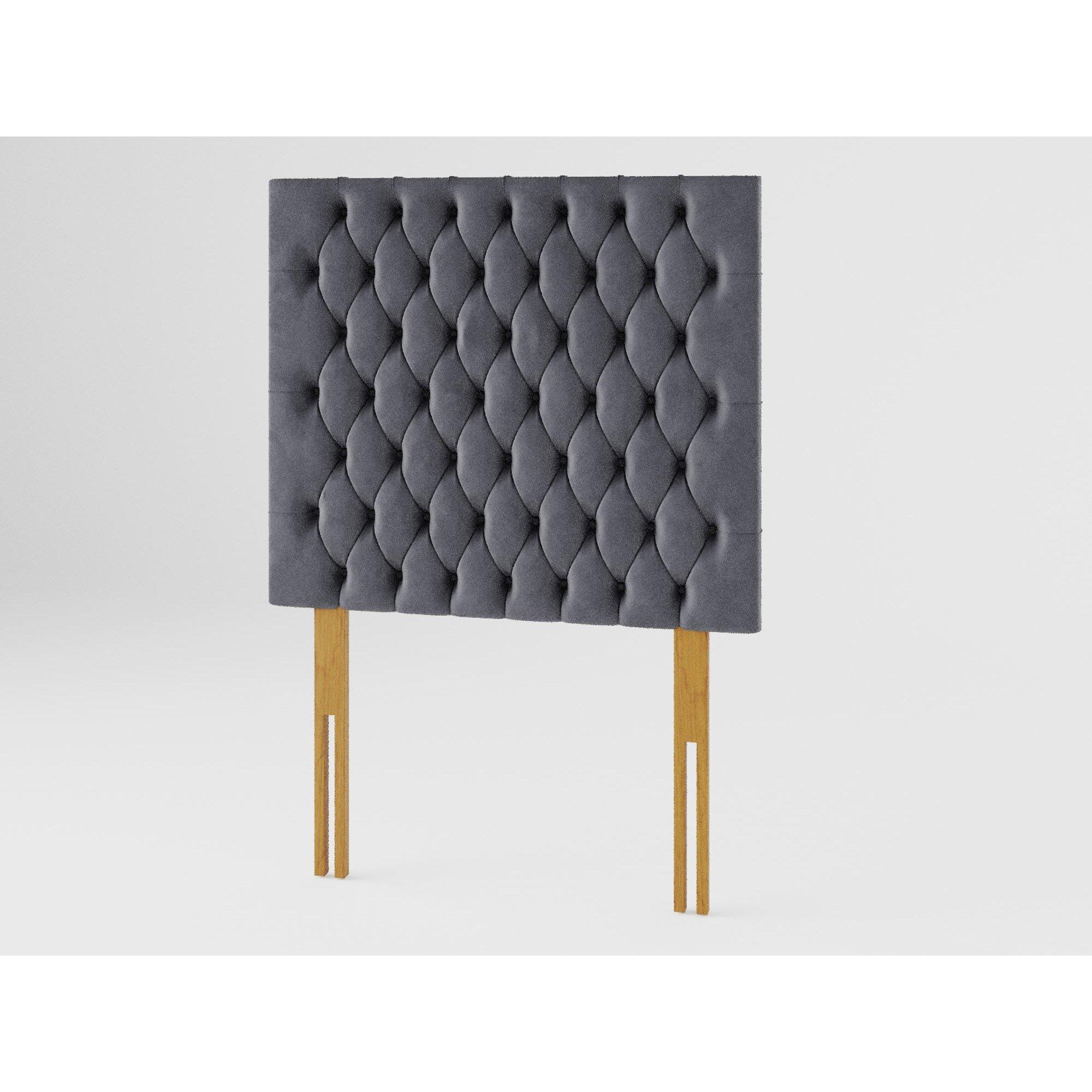 Steel - Aspire - Monroe 80 cm Headboard, Plush Velvet Fabric, Navy, - 2