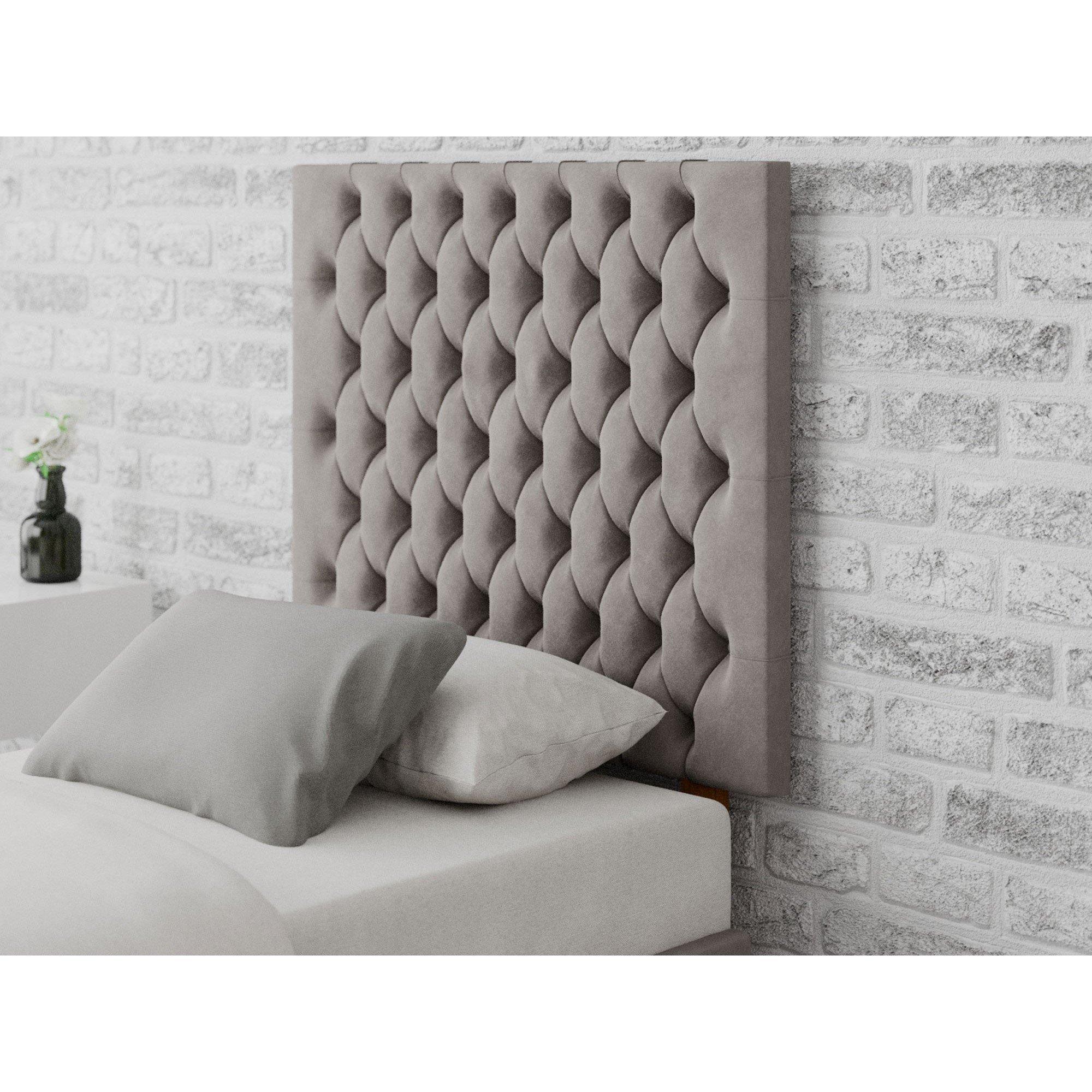 Silver - Aspire - Monroe 80 cm Headboard, Plush Velvet Fabric, Navy, - 1