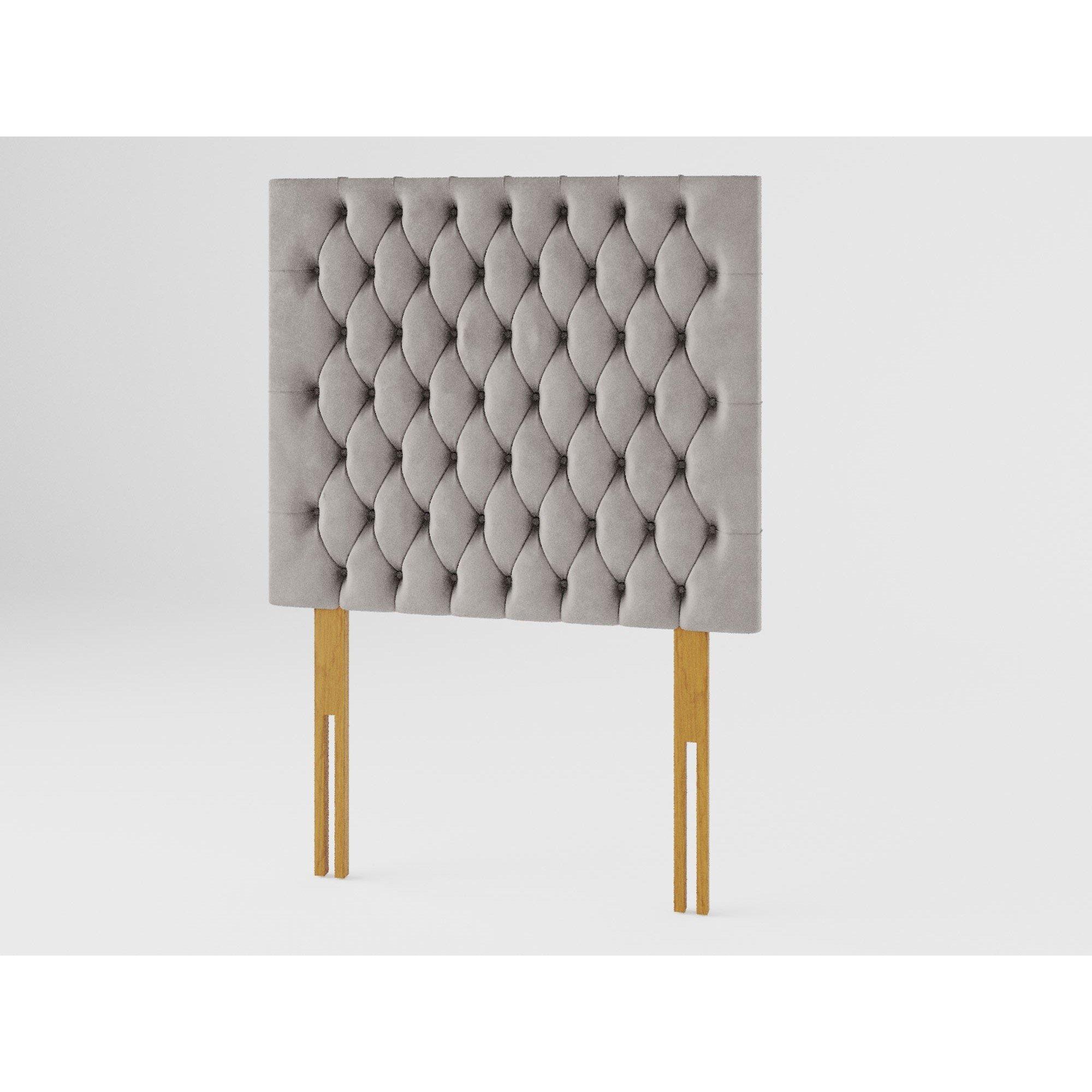 Silver - Aspire - Monroe 80 cm Headboard, Plush Velvet Fabric, Navy, - 2