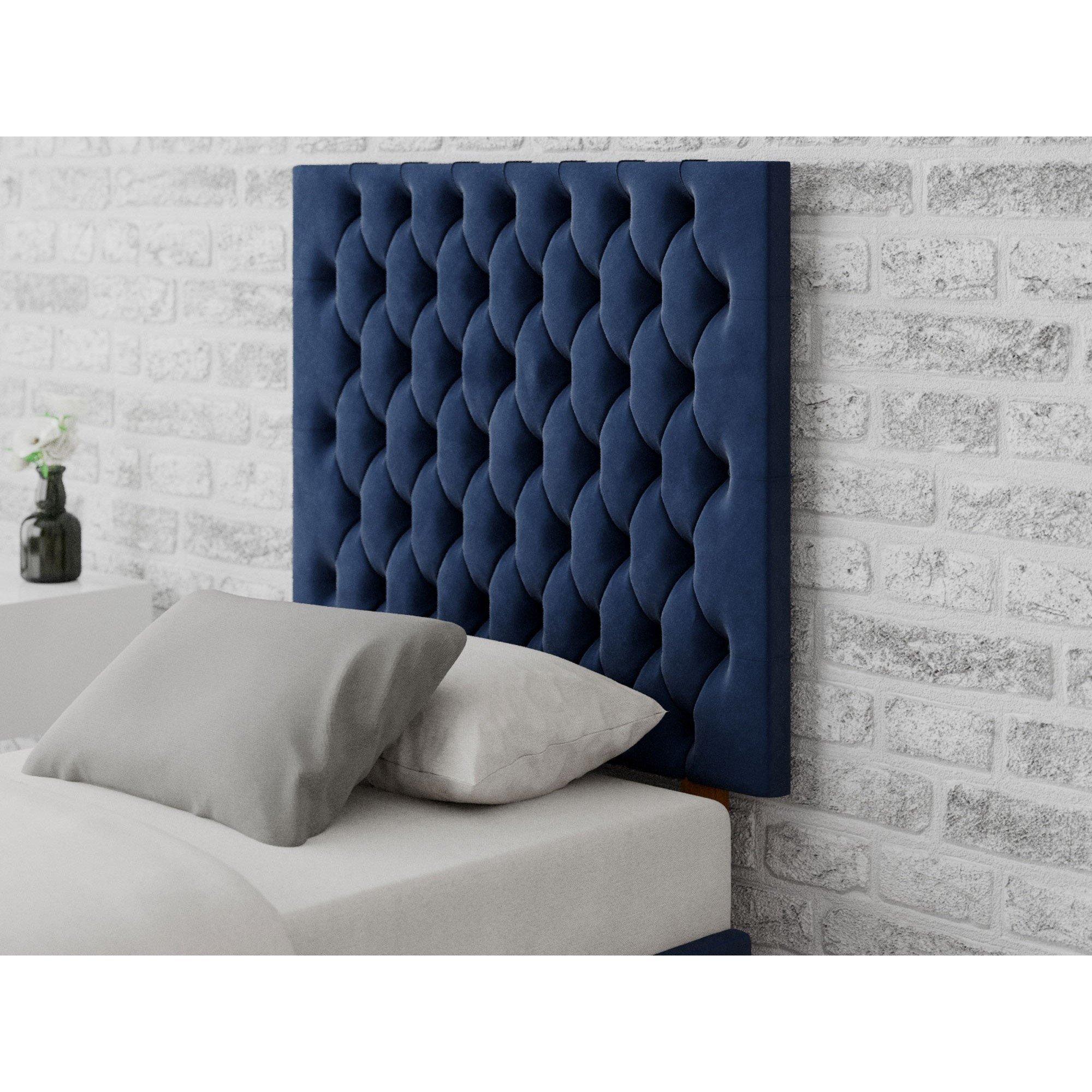 Monroe 80 cm Headboard, Plush Velvet Fabric, Navy,