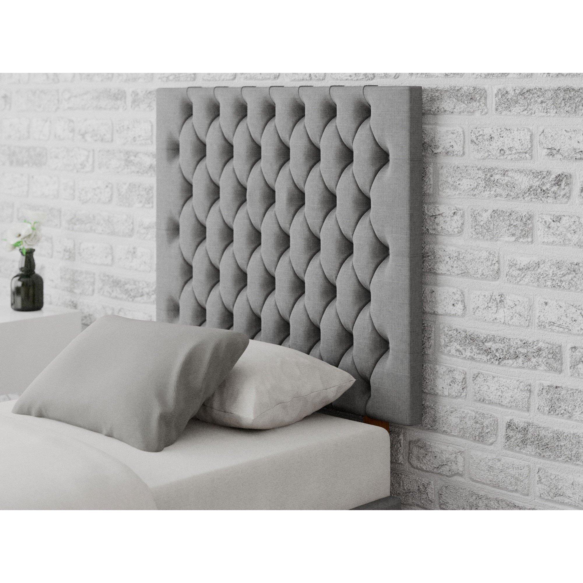 Aspire  Monroe 80 Cm Headboard, Eire Linen Fabric, Natural - Grey - Superking